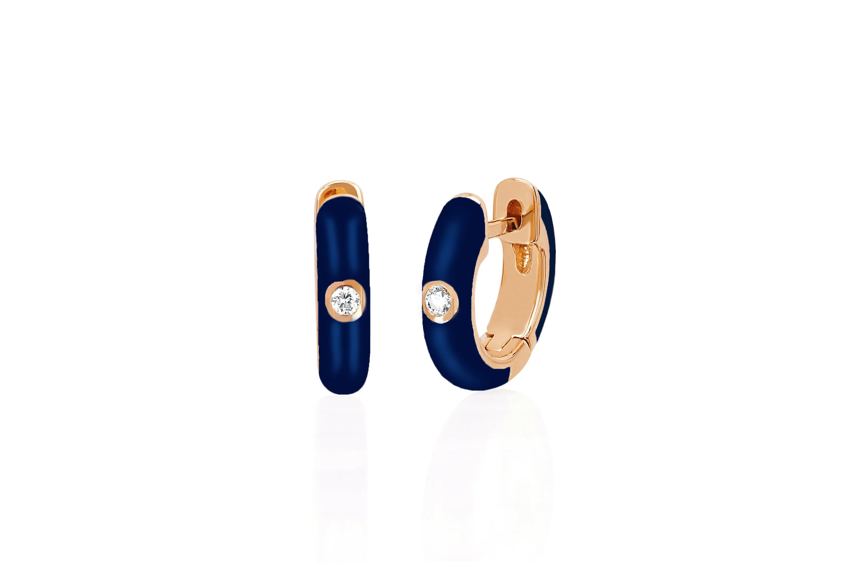 Diamond & Navy Enamel Huggie Earring sold by EF Collection product image thumbnail 3