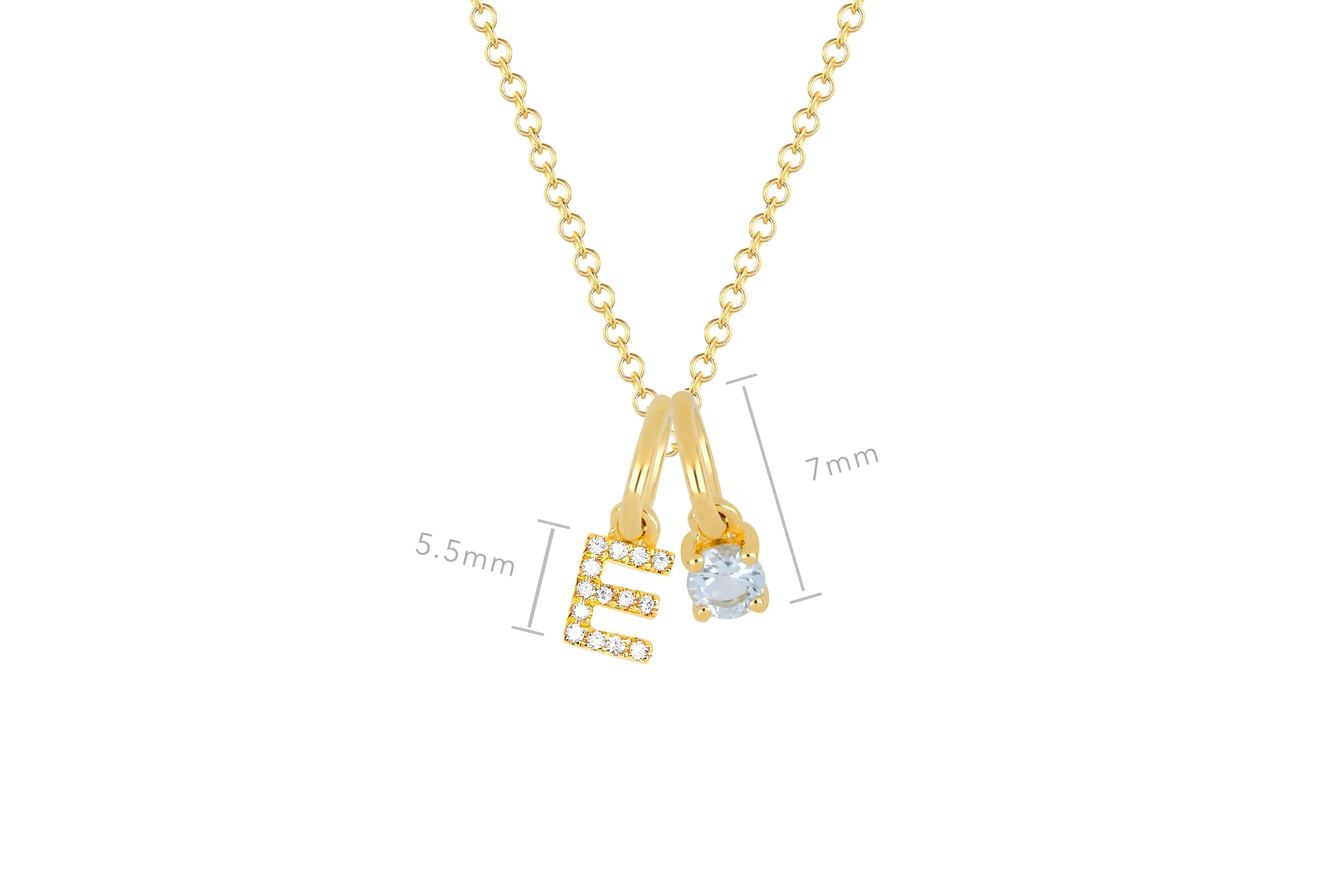 Aquamarine Birthstone Initial Charm Necklace sold by EF Collection product image thumbnail 3