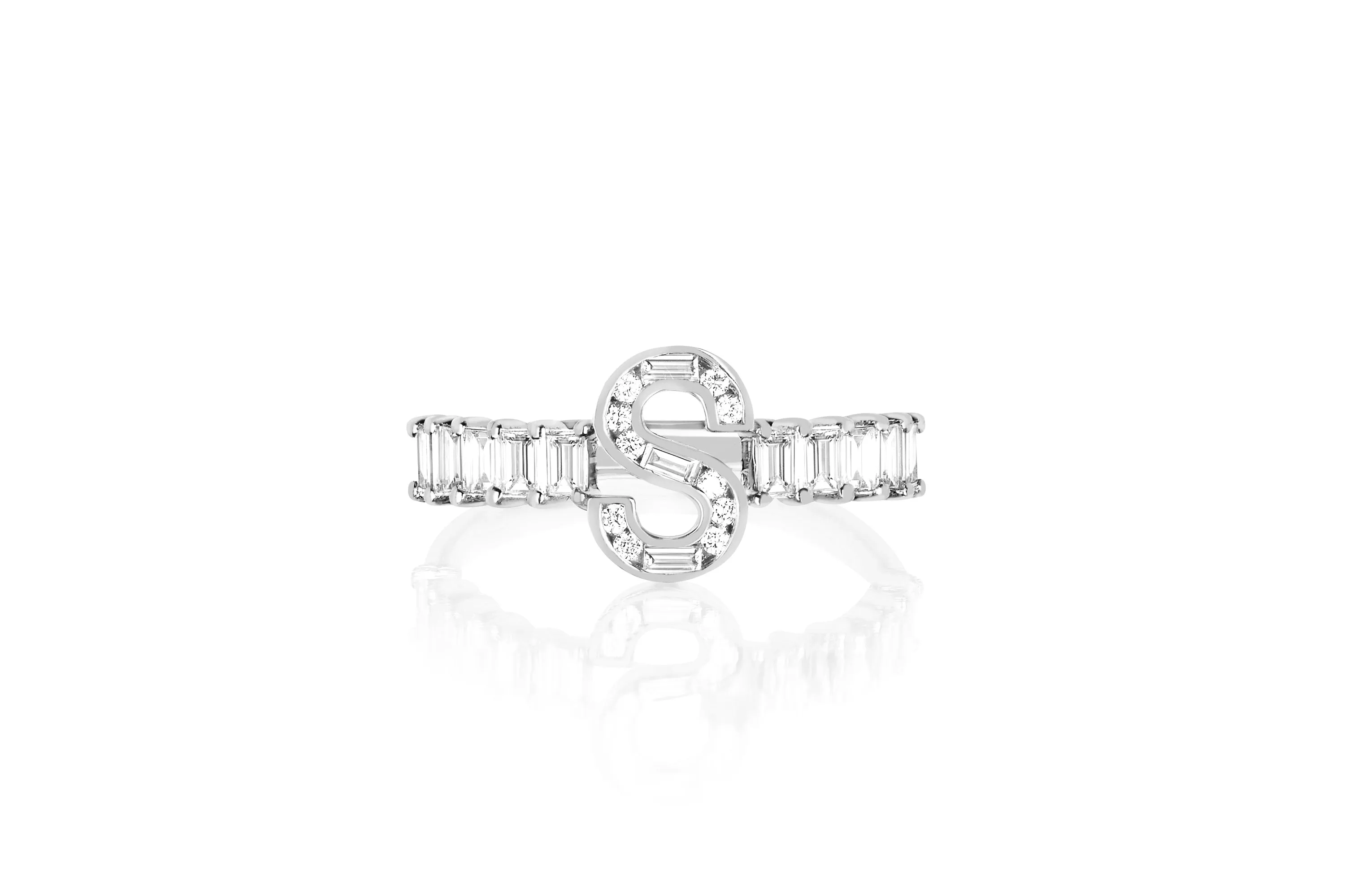 Diamond Baguette Initial Ring sold by EF Collection product image thumbnail 4