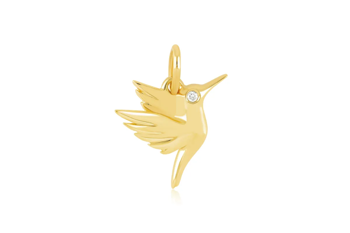 Gold Hummingbird Charm with Diamond Eye sold by EF Collection