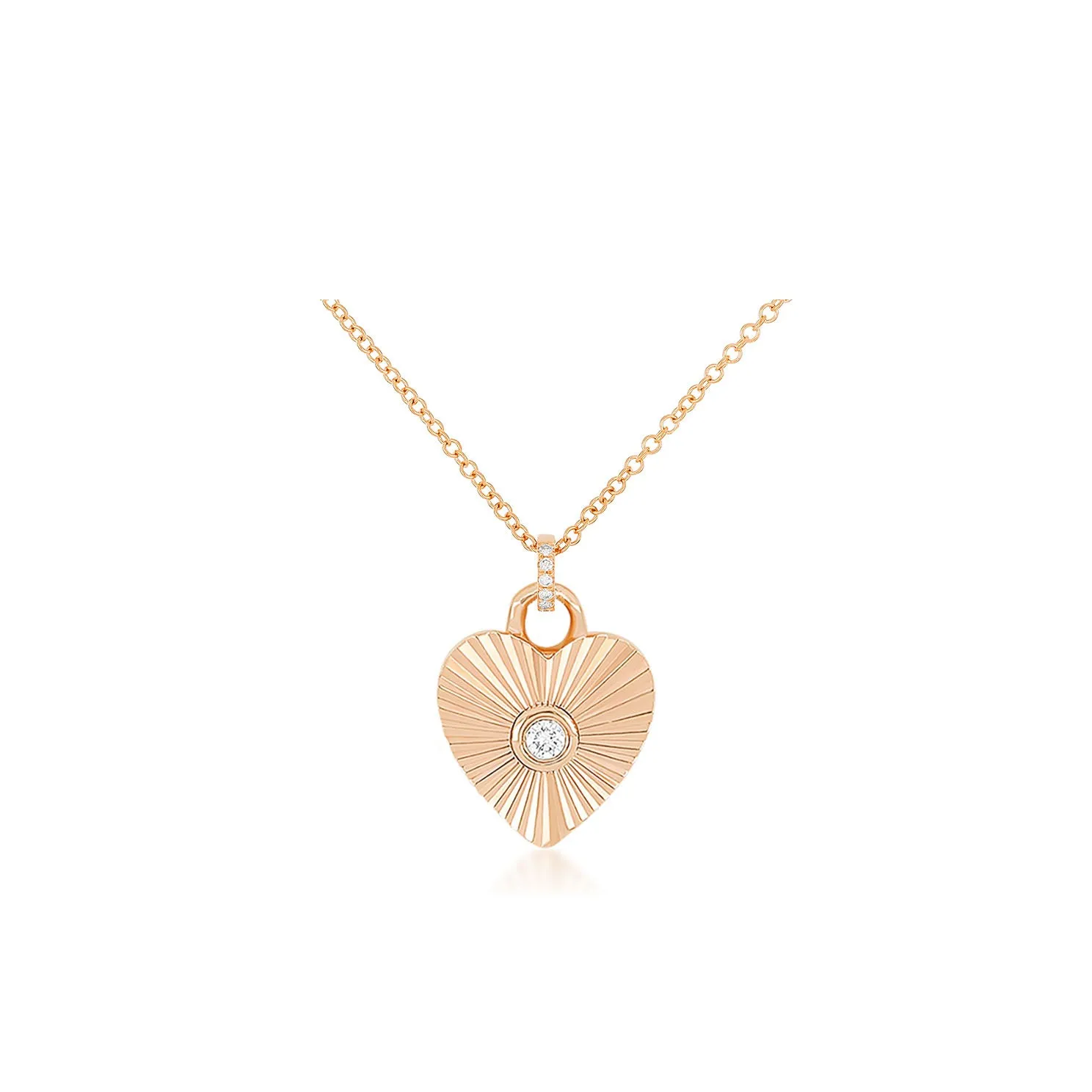 Gold & Diamond Fluted Heart Necklace sold by EF Collection product image thumbnail 3