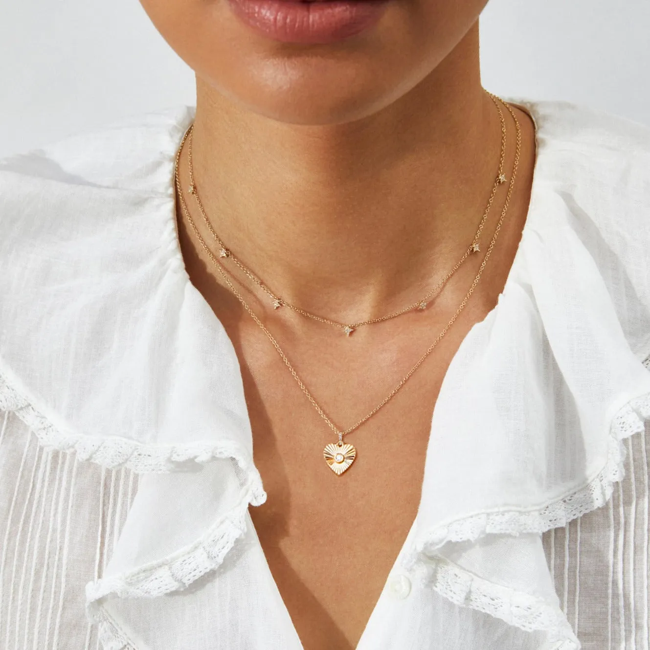 Gold & Diamond Fluted Heart Necklace sold by EF Collection product image thumbnail 2