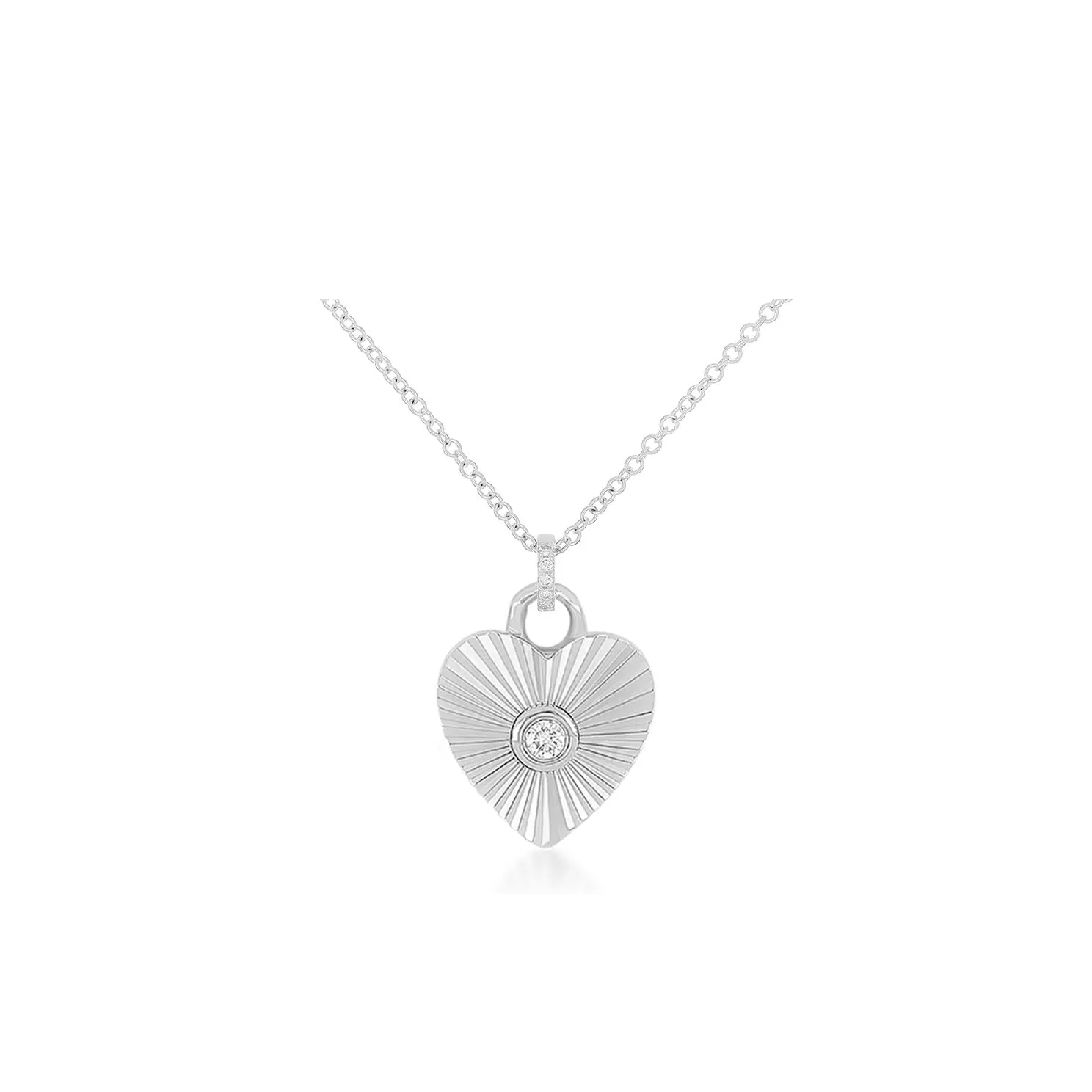 Gold & Diamond Fluted Heart Necklace sold by EF Collection product image thumbnail 4