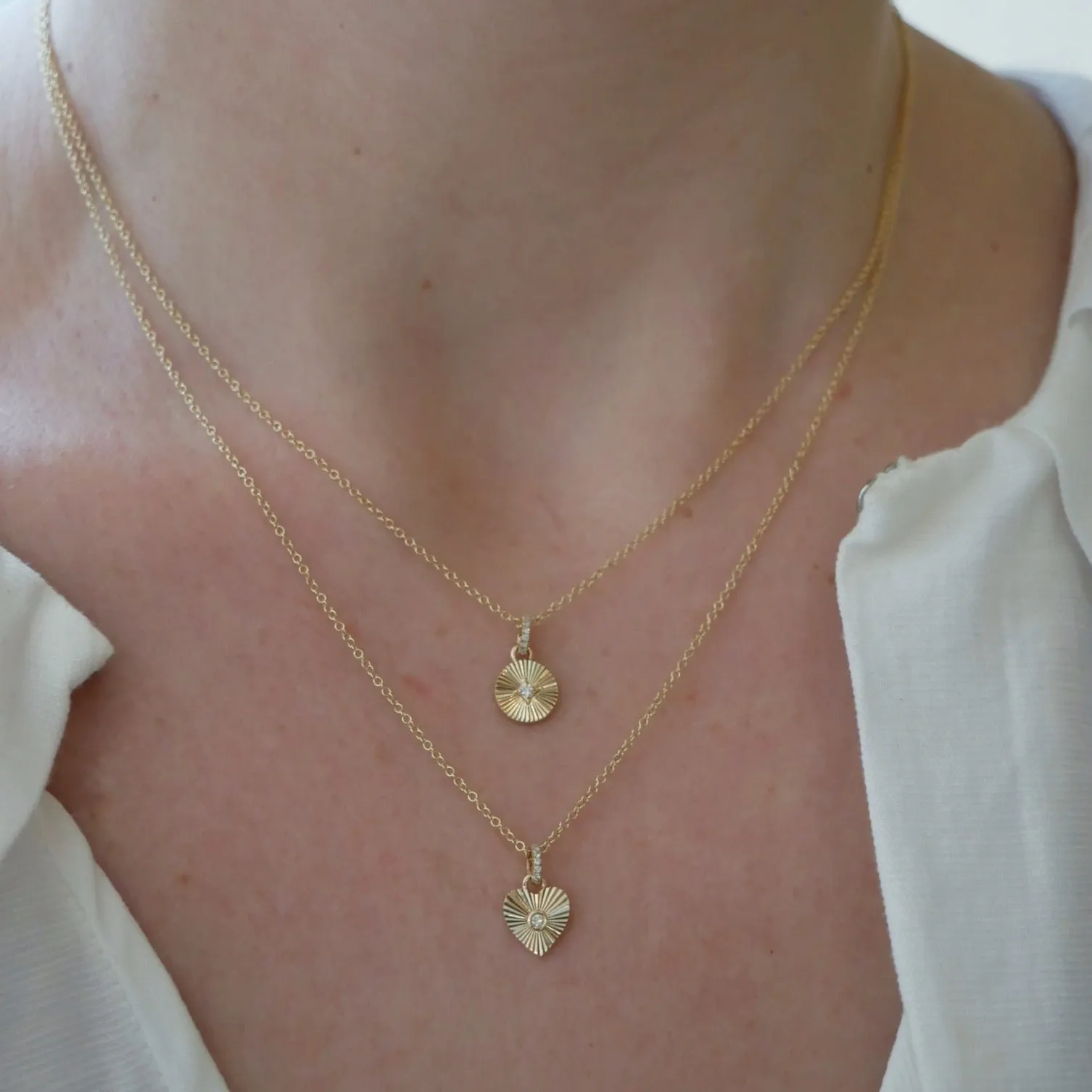 Gold & Diamond Fluted Heart Necklace sold by EF Collection product image thumbnail 5