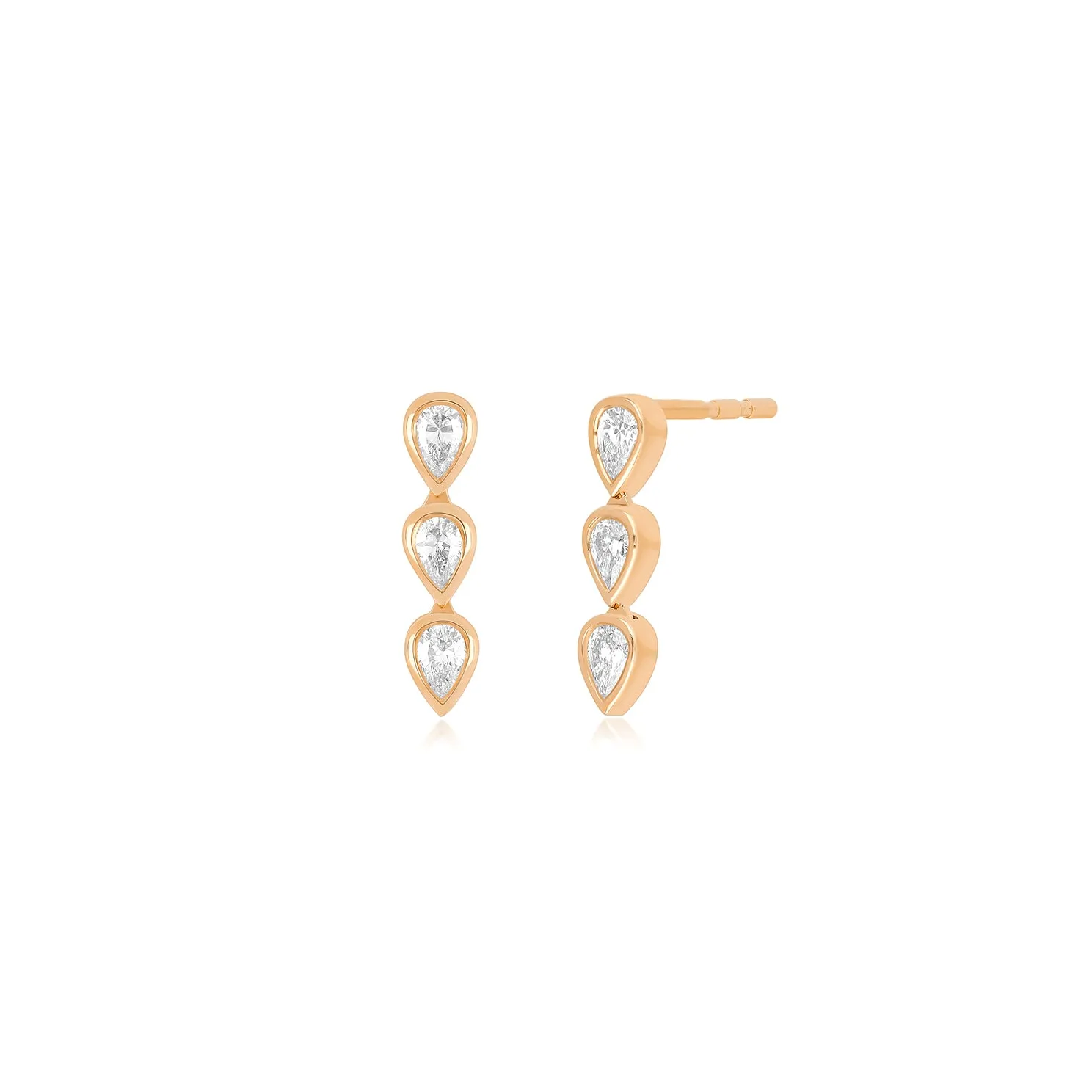 Bezel Set Triple Diamond Pear Stud Earring sold by EF Collection product image thumbnail 3