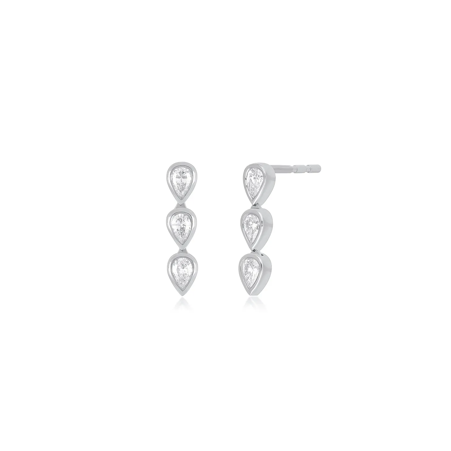 Bezel Set Triple Diamond Pear Stud Earring sold by EF Collection product image thumbnail 4