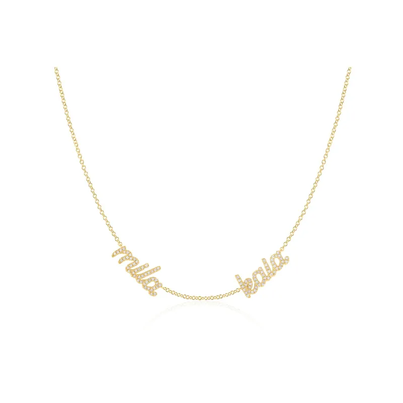 Double Diamond Script Name Necklace sold by EF Collection