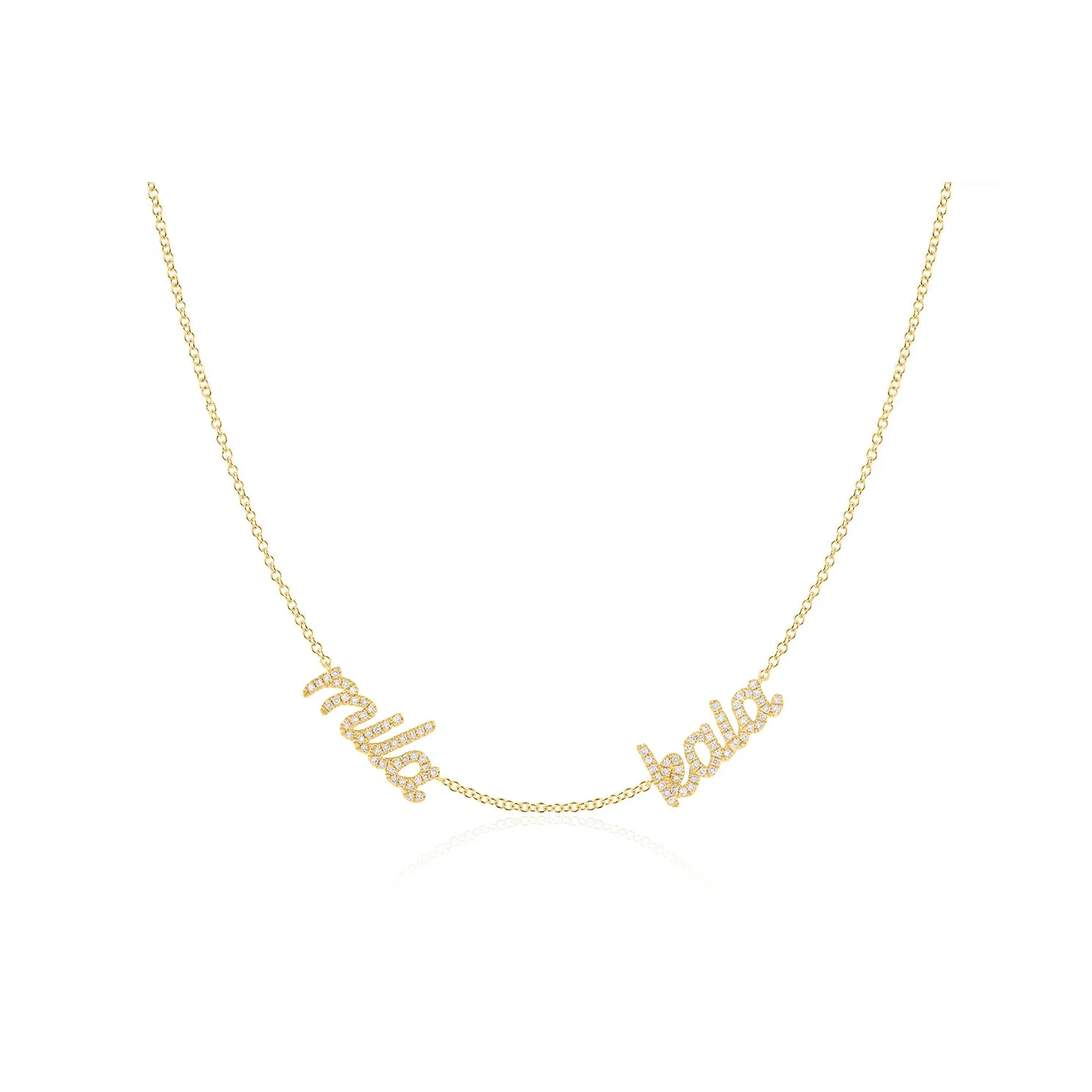 Double Diamond Script Name Necklace sold by EF Collection