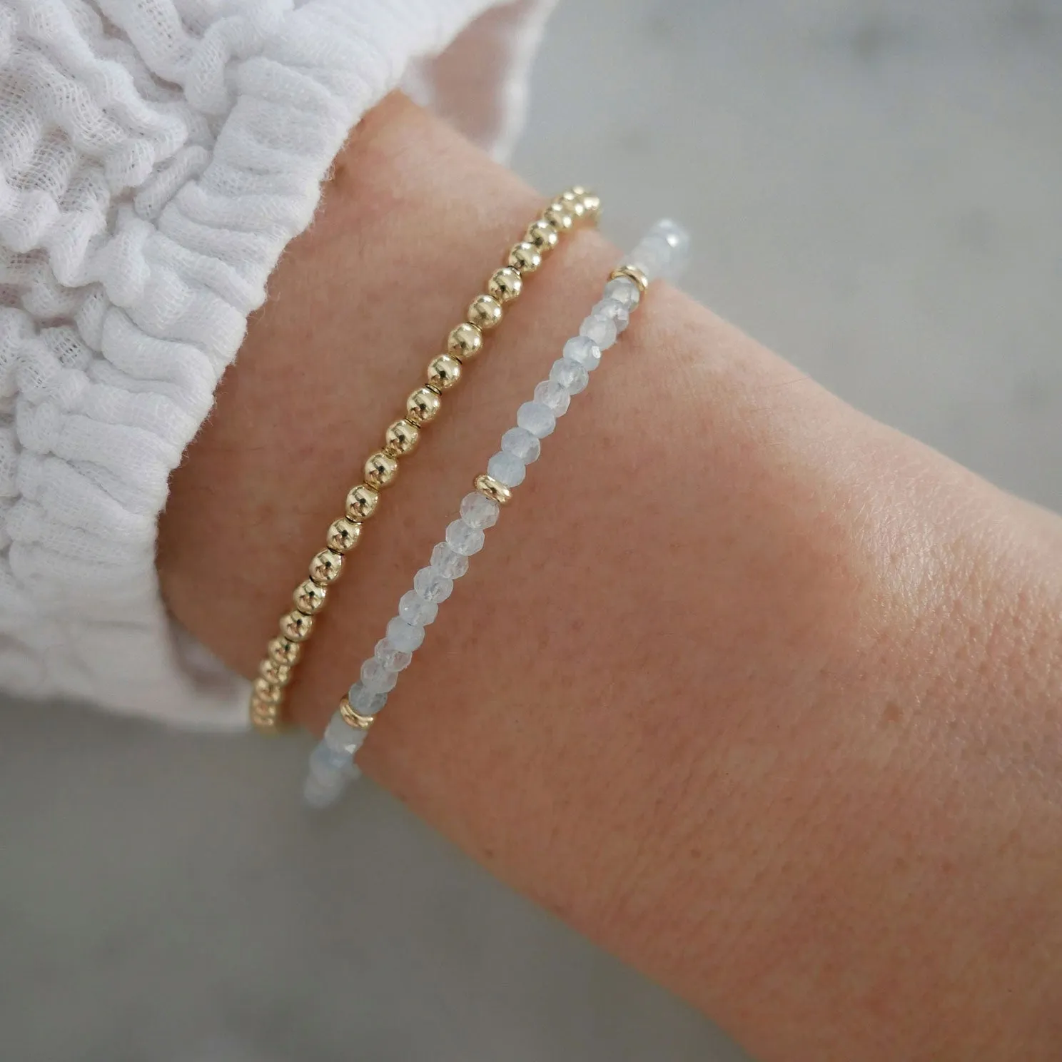 Birthstone Bead Bracelet In Aquamarine sold by EF Collection product image thumbnail 2