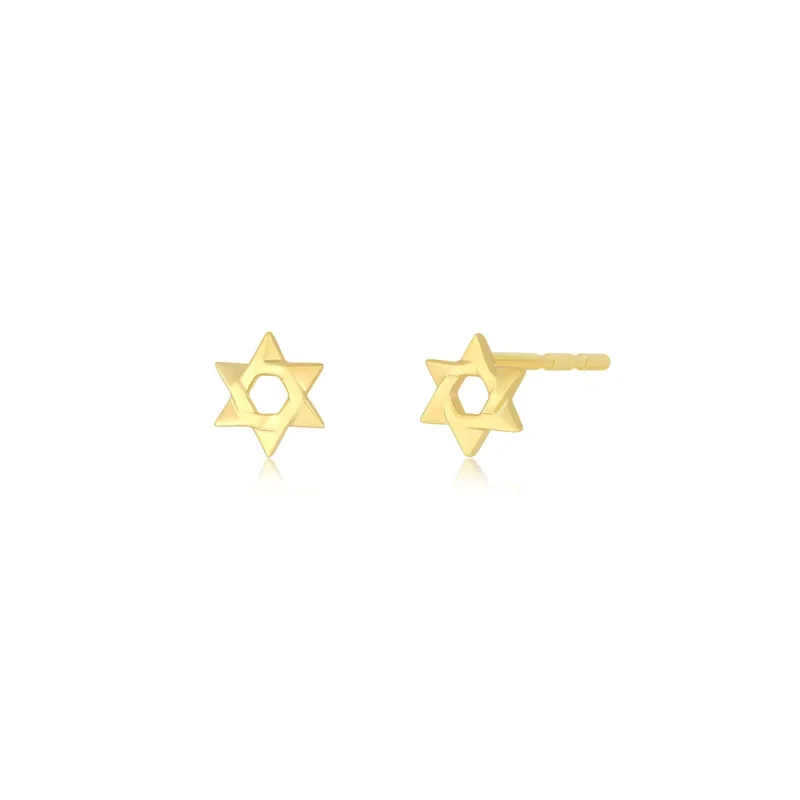 Gold Star of David Earring made by EF Collection