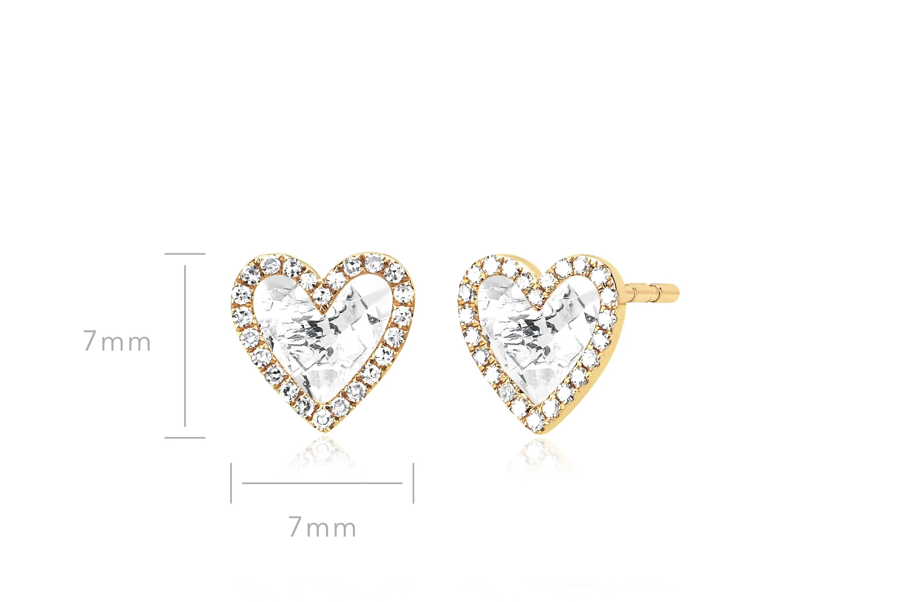 Diamond & White Quartz Heart Stud Earrings sold by EF Collection product image thumbnail 5
