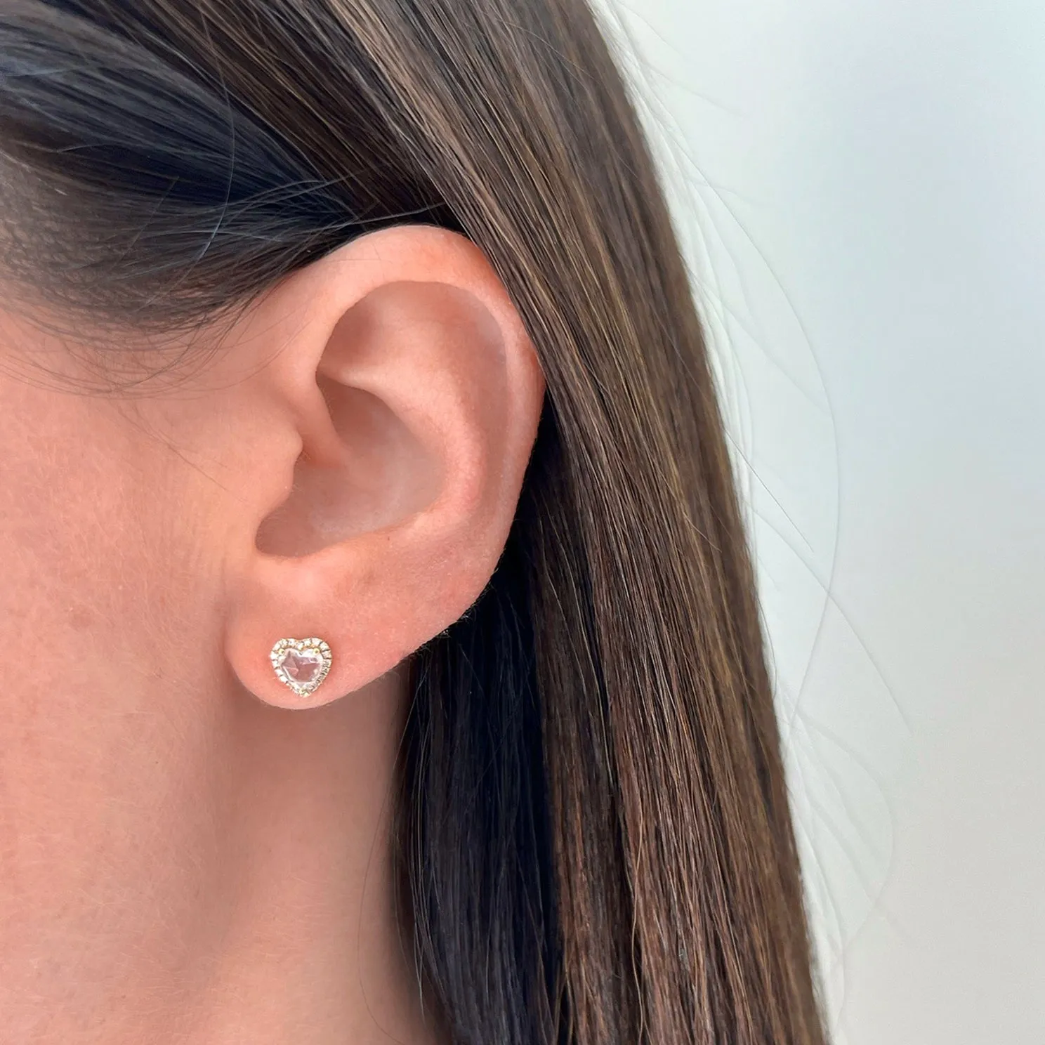 Diamond & White Quartz Heart Stud Earrings sold by EF Collection product image thumbnail 2