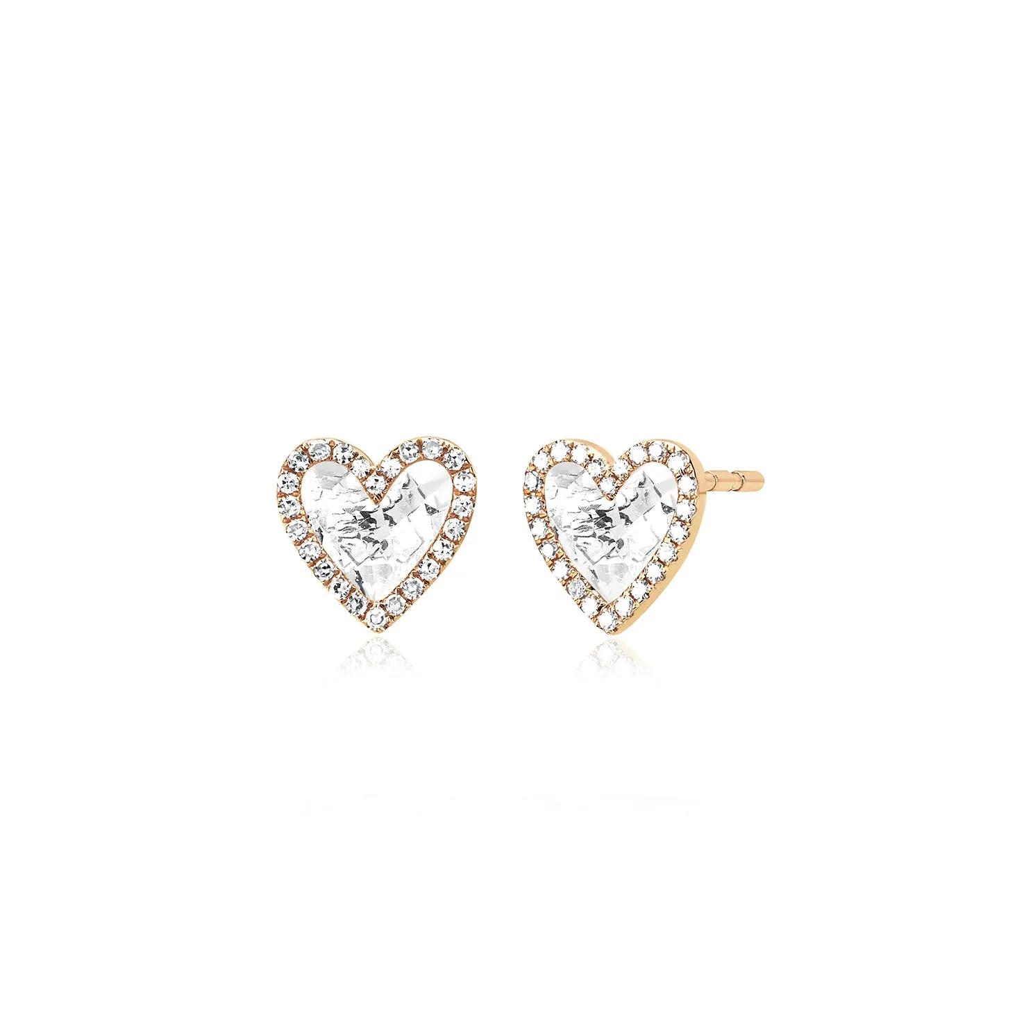 Diamond & White Quartz Heart Stud Earrings sold by EF Collection product image thumbnail 3