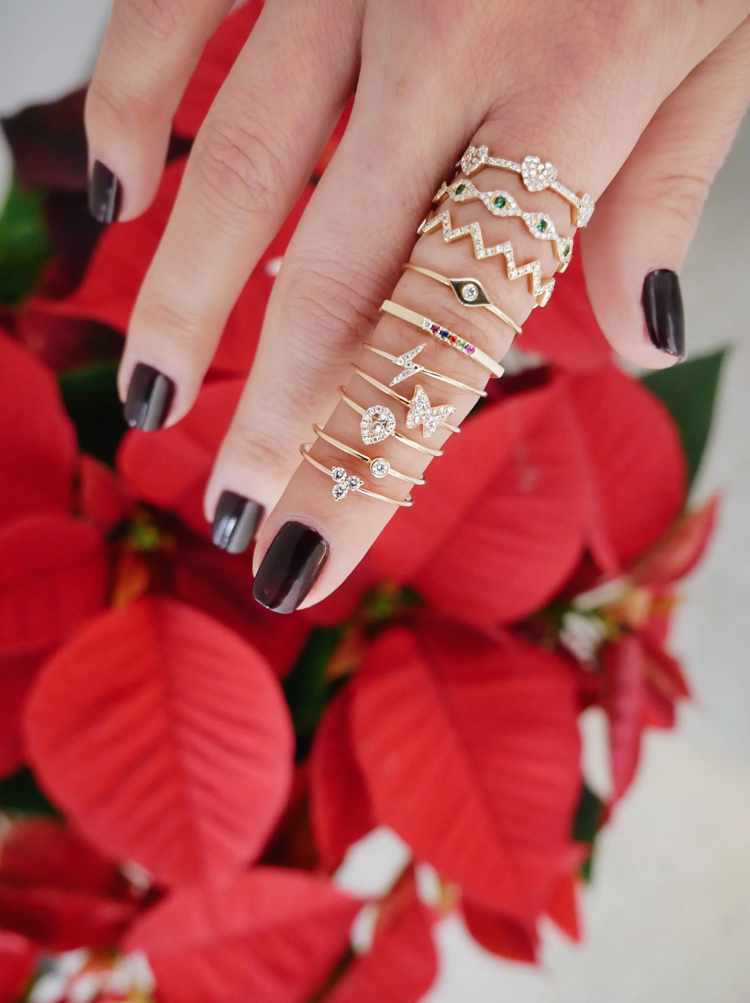 Diamond Tsavorite Multi Evil Eye Stack Ring sold by EF Collection product image thumbnail 2