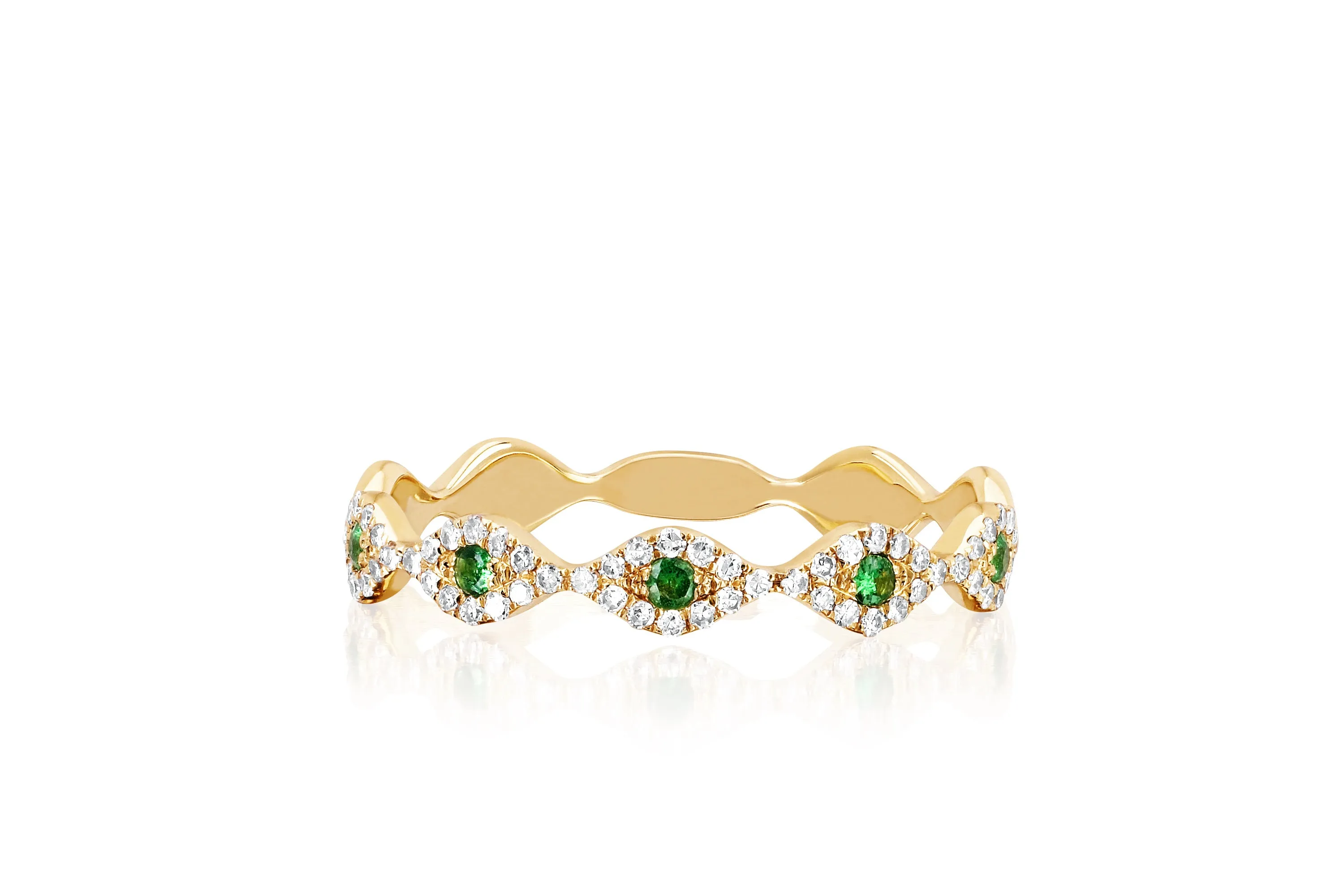 Diamond Tsavorite Multi Evil Eye Stack Ring sold by EF Collection