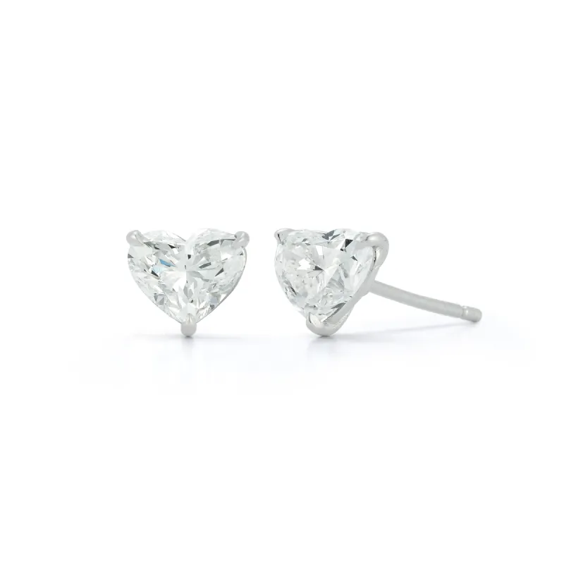 Heart Diamond Solitaire Stud Earrings sold by EF Collection