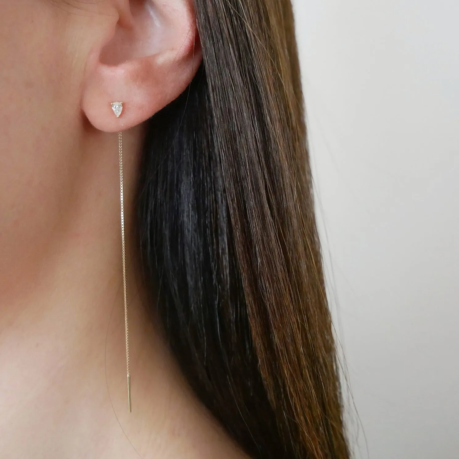 Pear Diamond Liquid Gold Threader Earring sold by EF Collection product image thumbnail 4