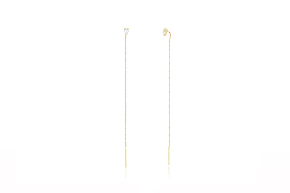 Pear Diamond Liquid Gold Threader Earring sold by EF Collection