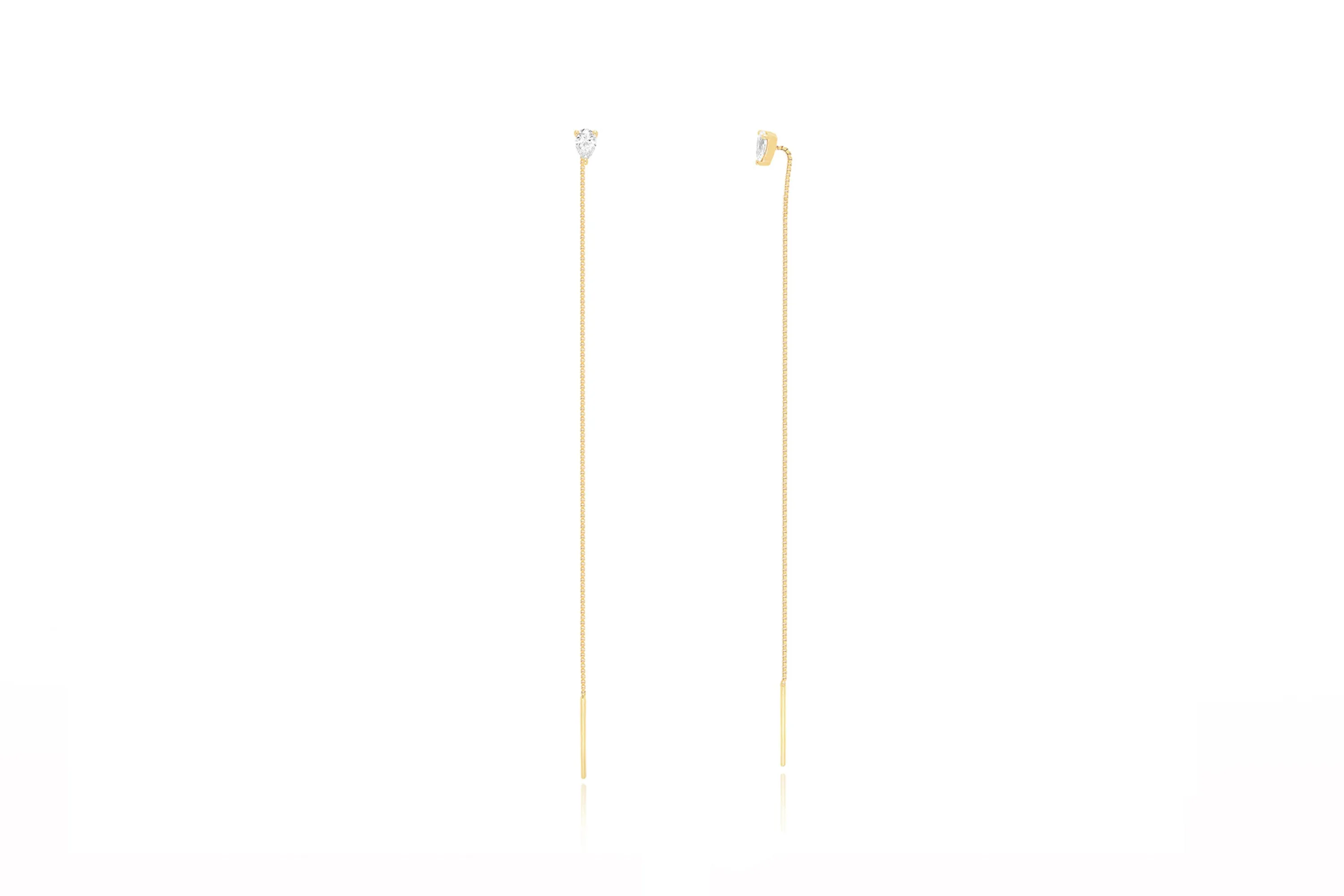 Pear Diamond Liquid Gold Threader Earring sold by EF Collection
