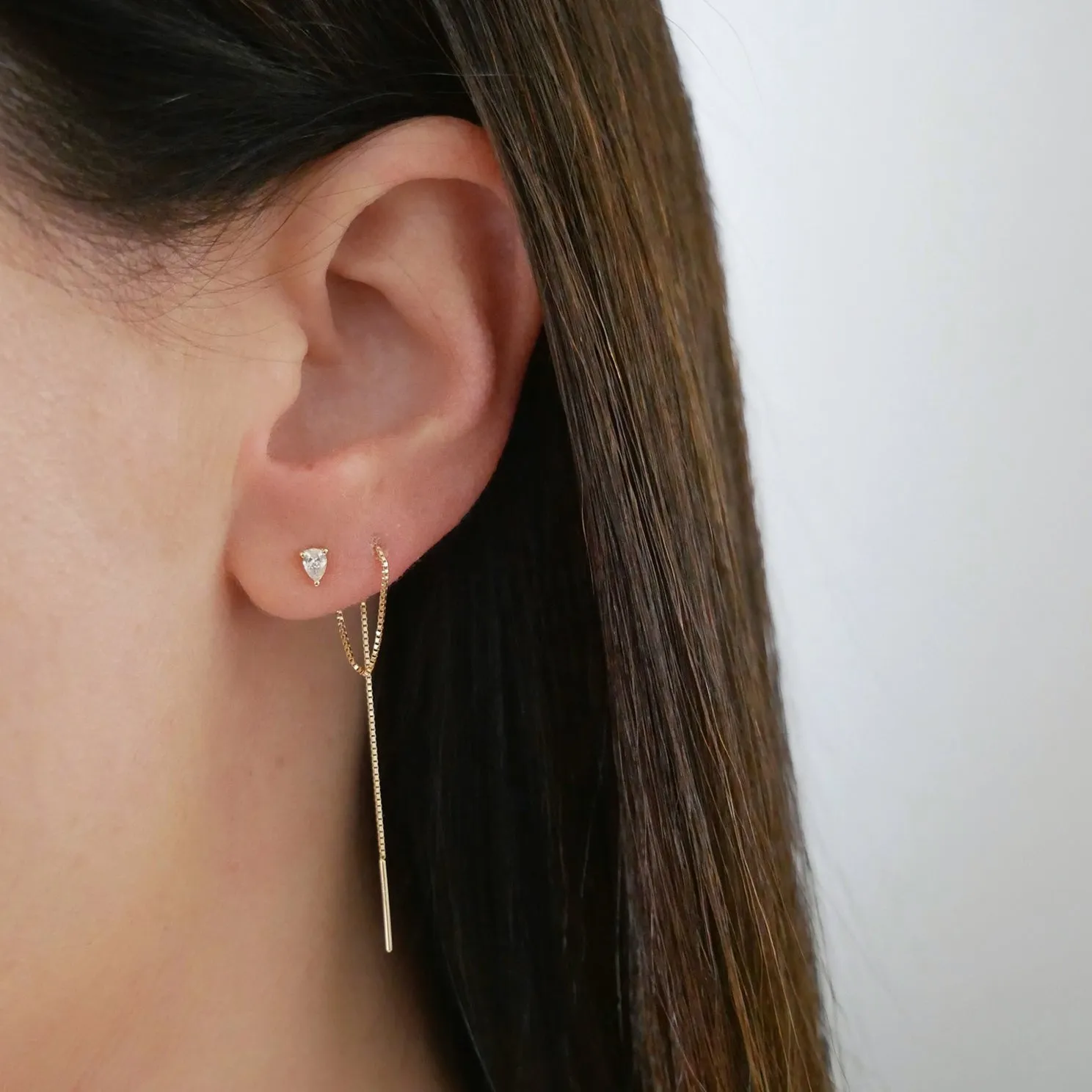 Pear Diamond Liquid Gold Threader Earring sold by EF Collection product image thumbnail 2