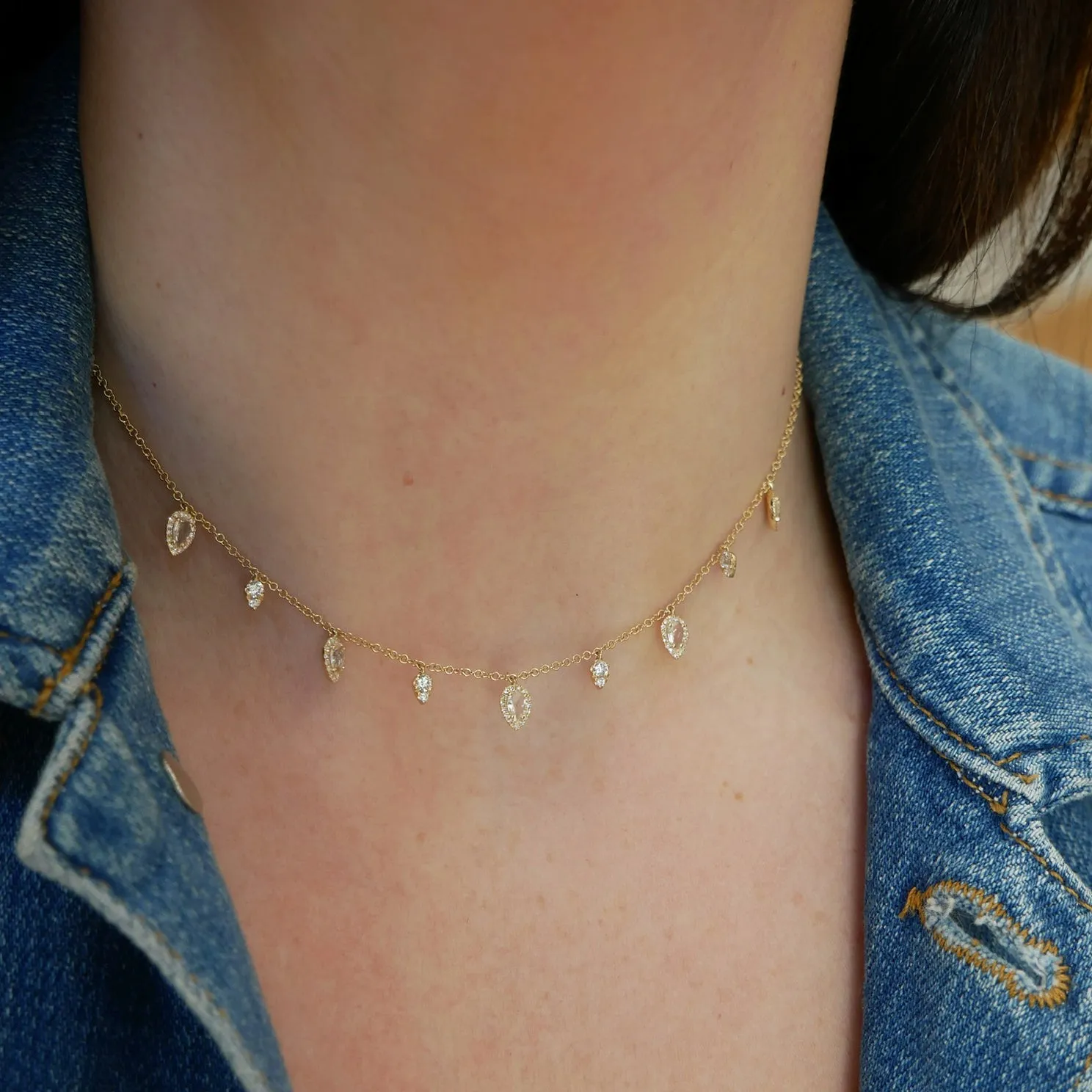 Diamond & White Quartz Ultimate Teardrop Necklace sold by EF Collection product image thumbnail 4