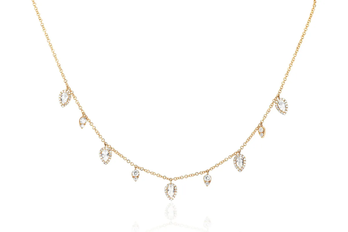 Diamond & White Quartz Ultimate Teardrop Necklace made by EF Collection
