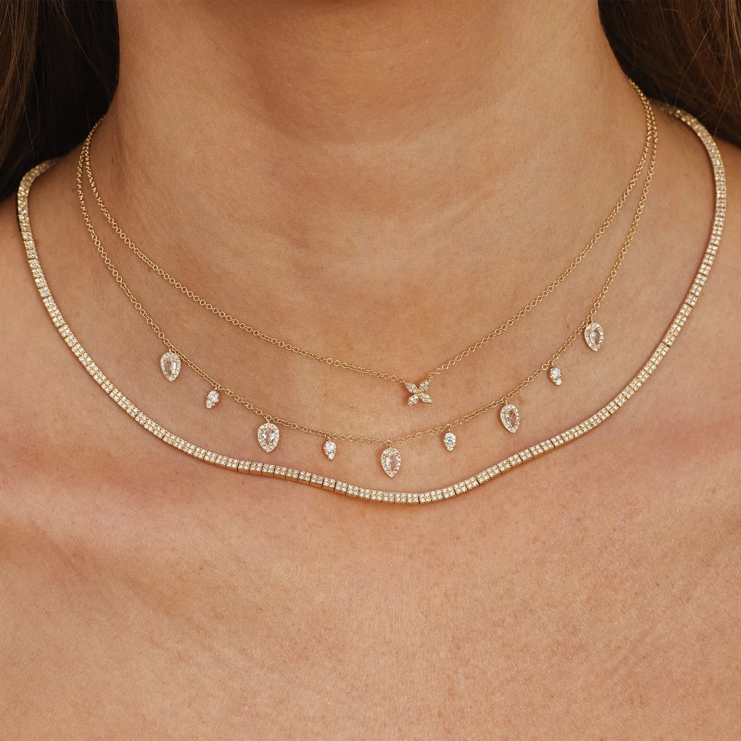 Diamond & White Quartz Ultimate Teardrop Necklace sold by EF Collection product image thumbnail 2
