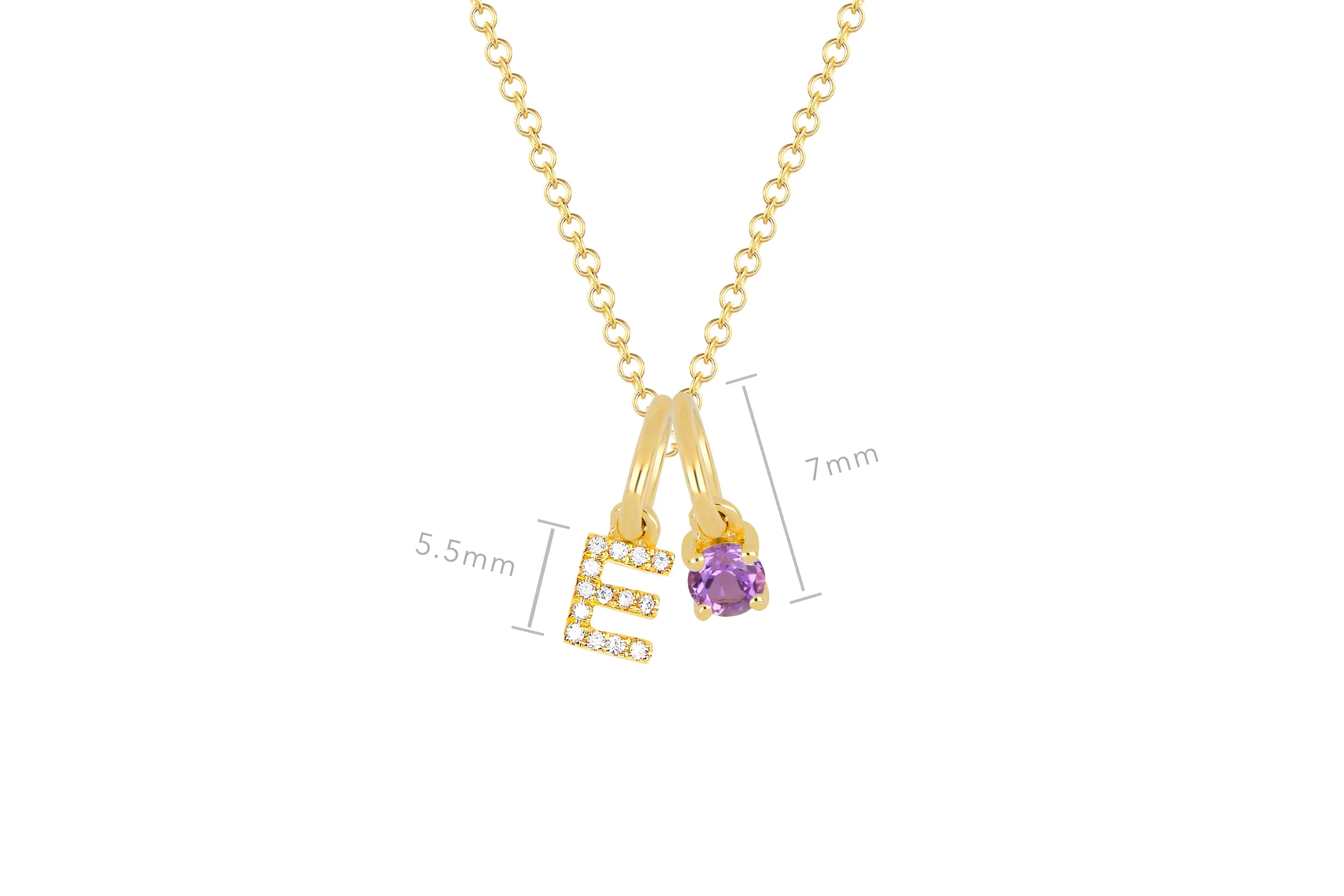 Amethyst Birthstone Initial Charm Necklace sold by EF Collection product image thumbnail 3