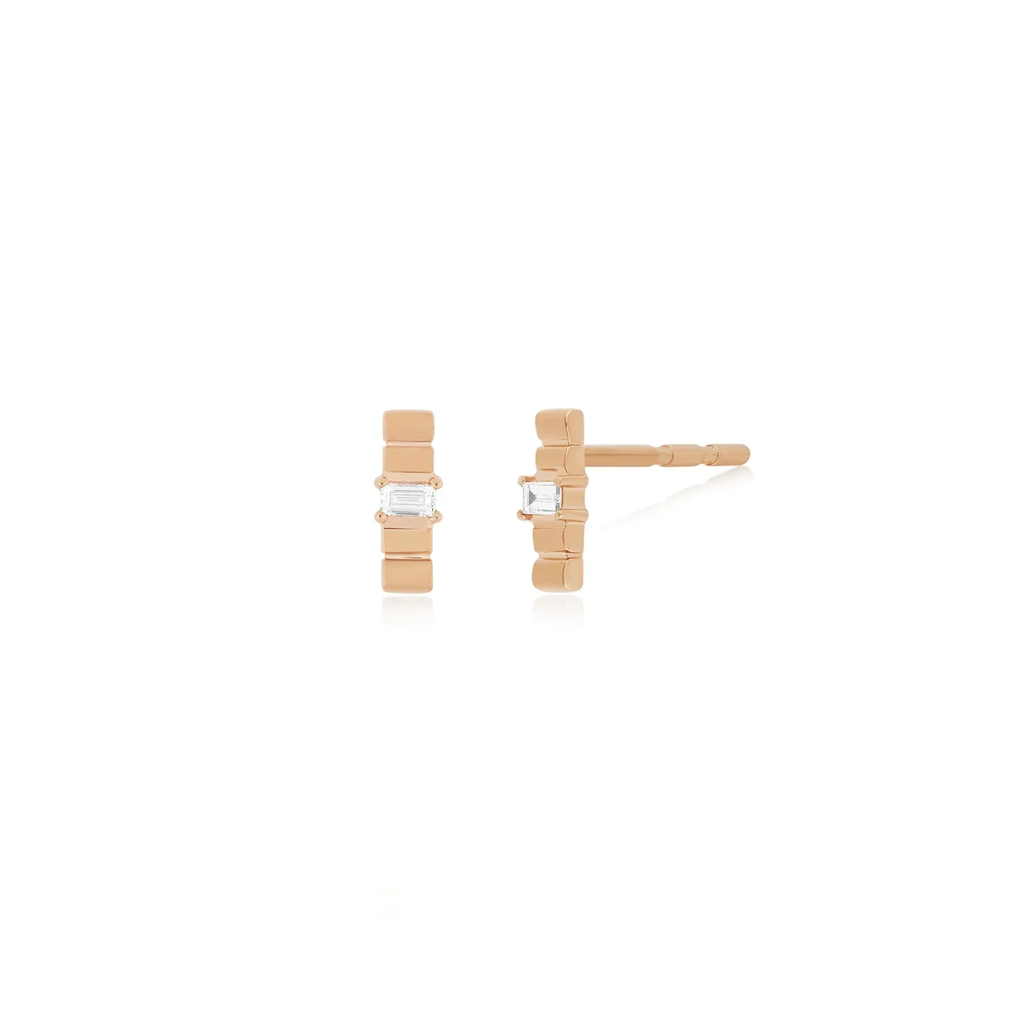 Diamond & Gold Fluted Bar Stud Earring sold by EF Collection product image thumbnail 3