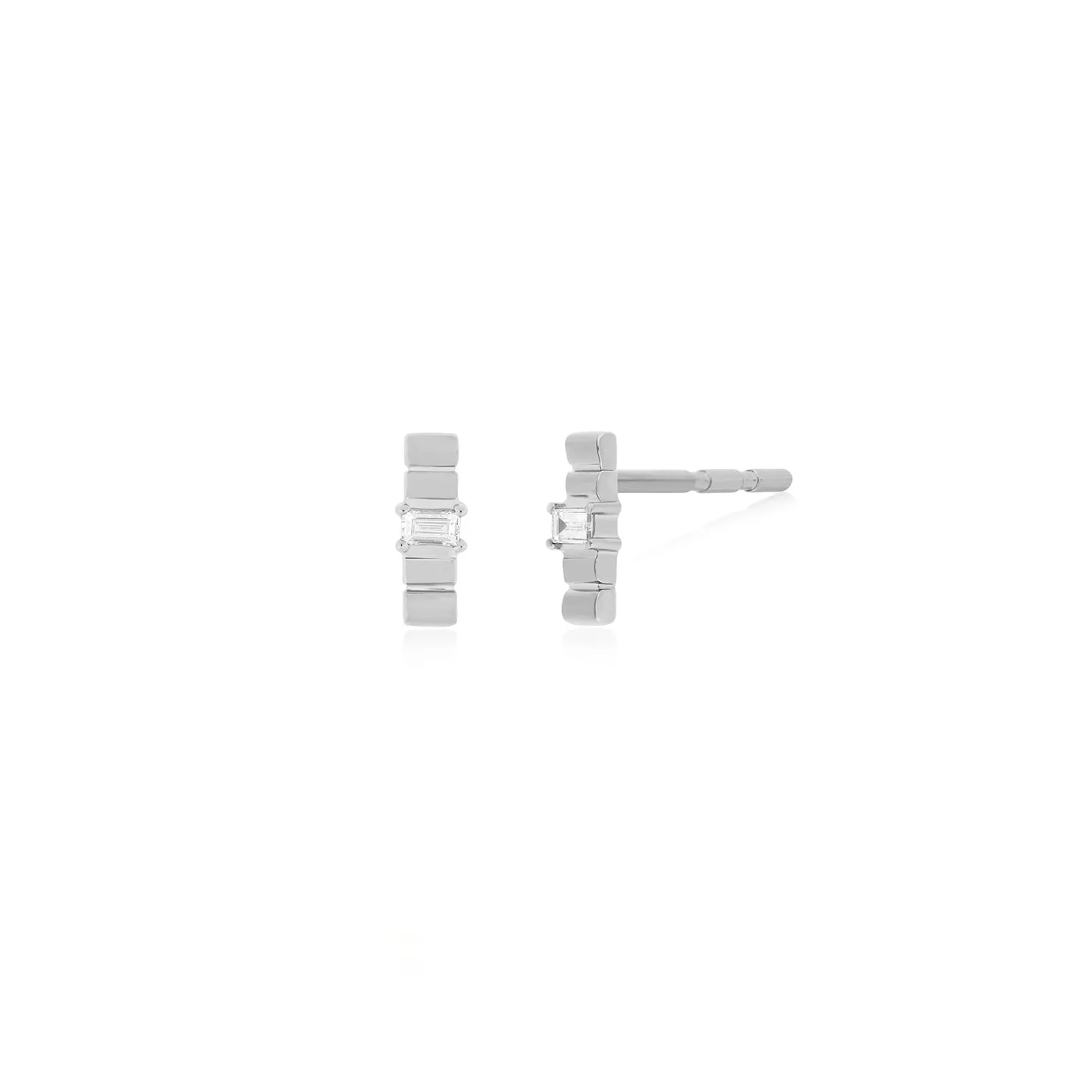 Diamond & Gold Fluted Bar Stud Earring sold by EF Collection product image thumbnail 4