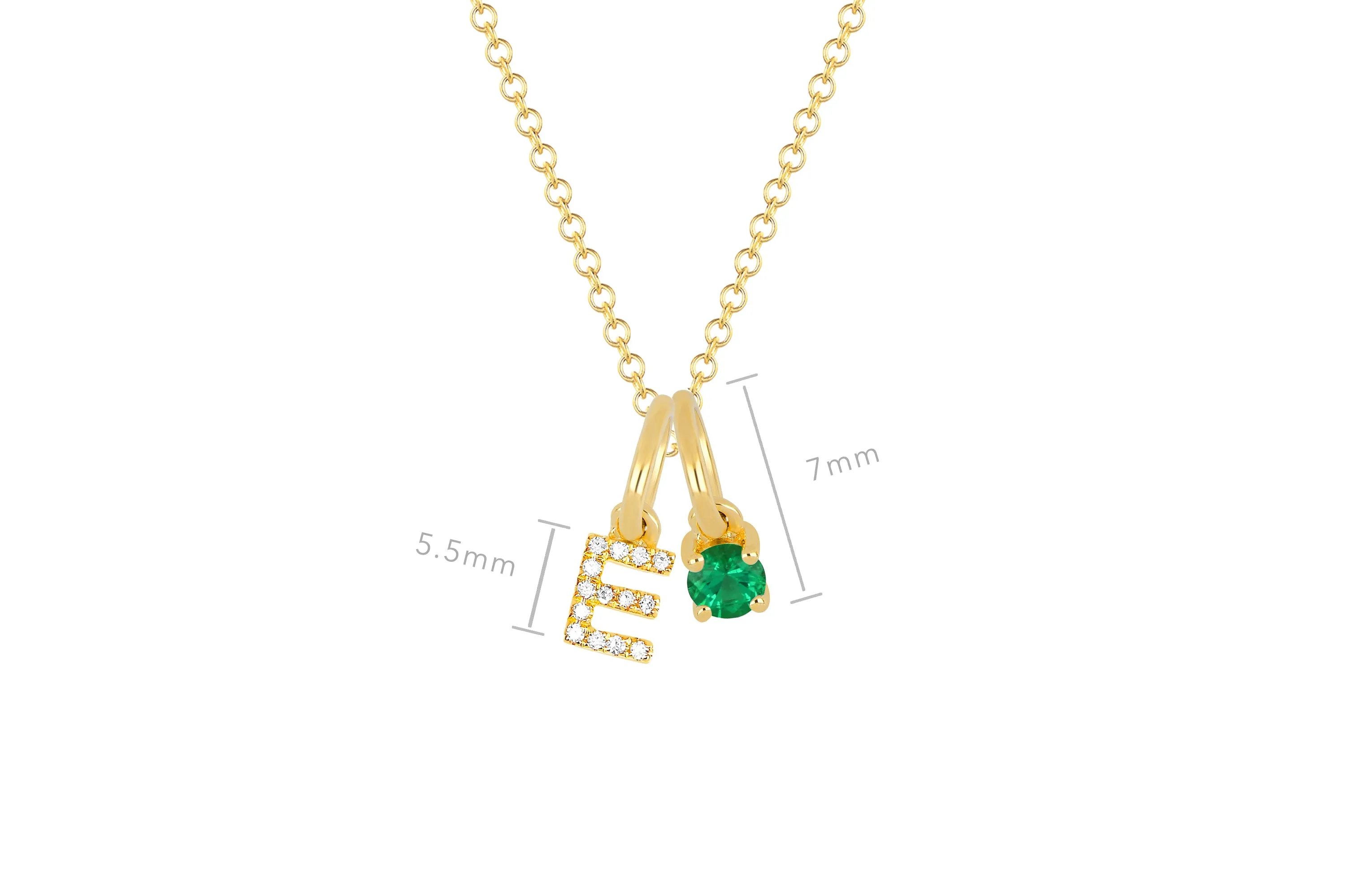 Emerald Birthstone Initial Charm Necklace sold by EF Collection product image thumbnail 3