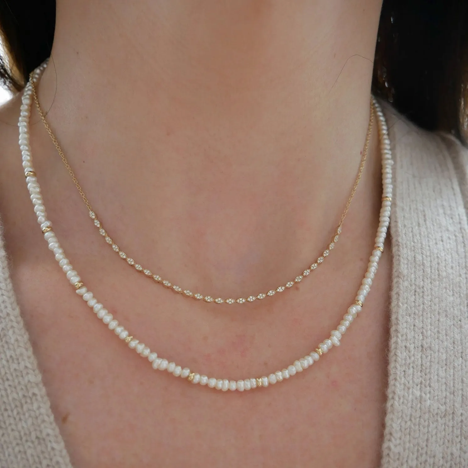 Birthstone Bead Necklace In Pearl sold by EF Collection product image thumbnail 5