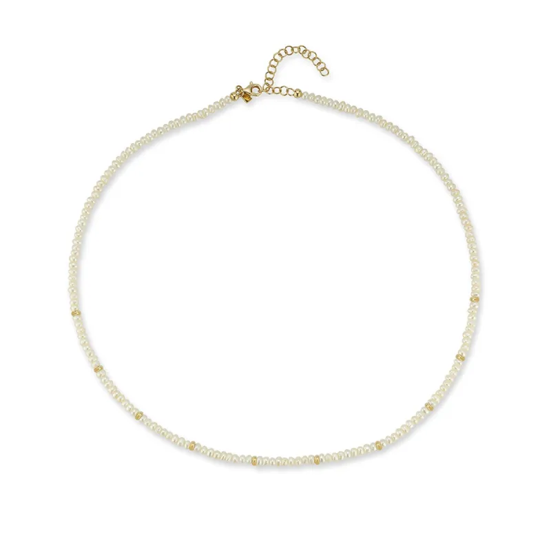 Birthstone Bead Necklace In Pearl sold by EF Collection