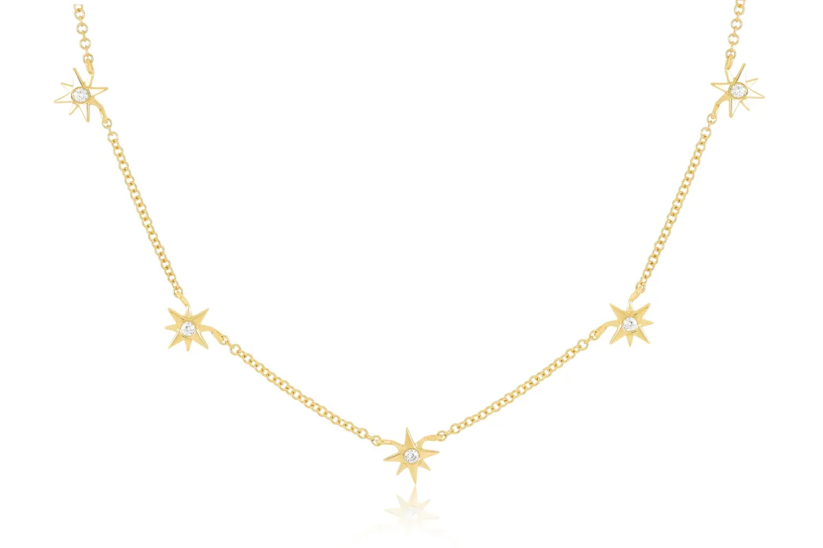 5 Diamond Starburst Necklace sold by EF Collection
