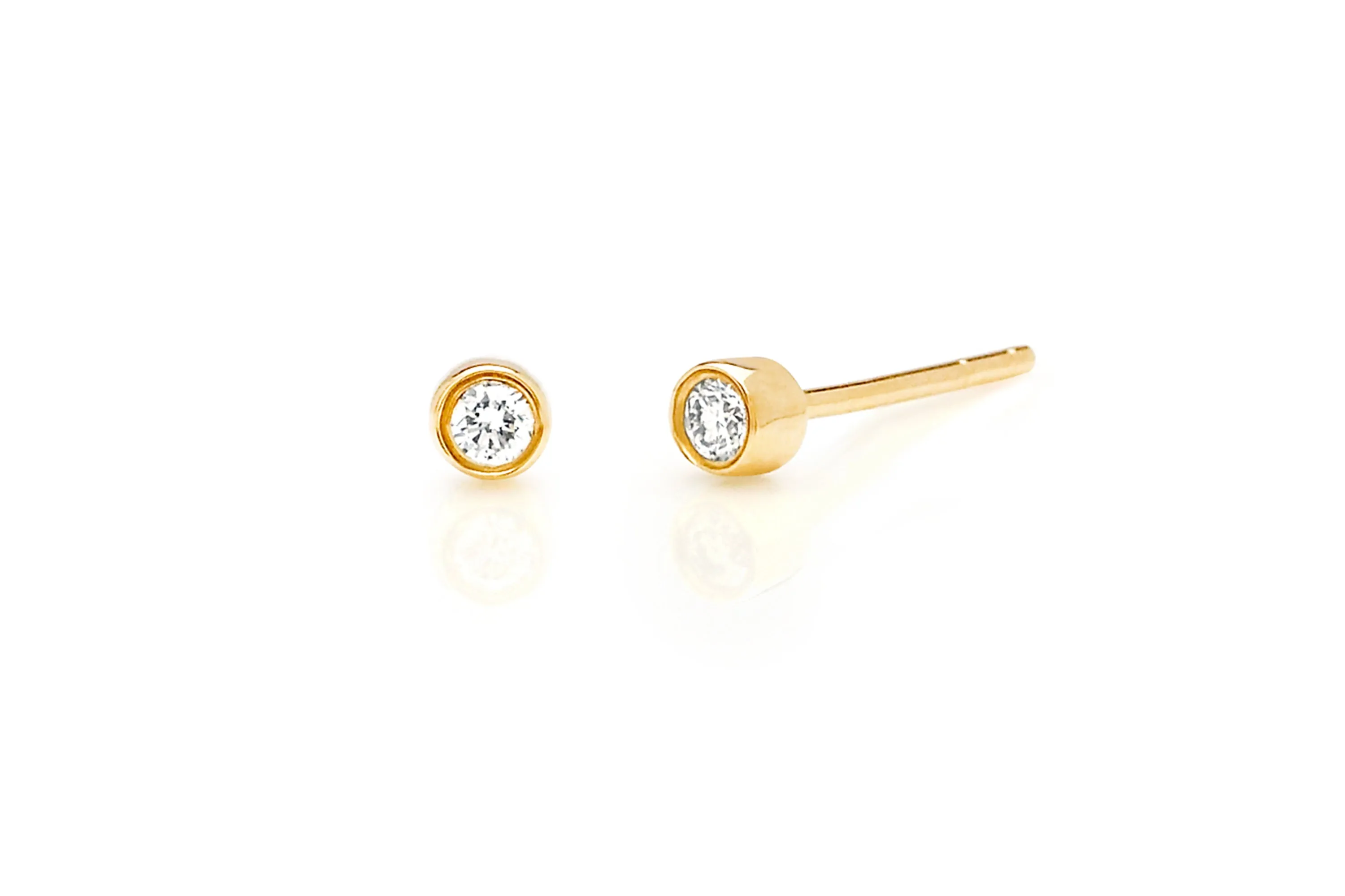 Diamond Bezel Stud Earring sold by EF Collection