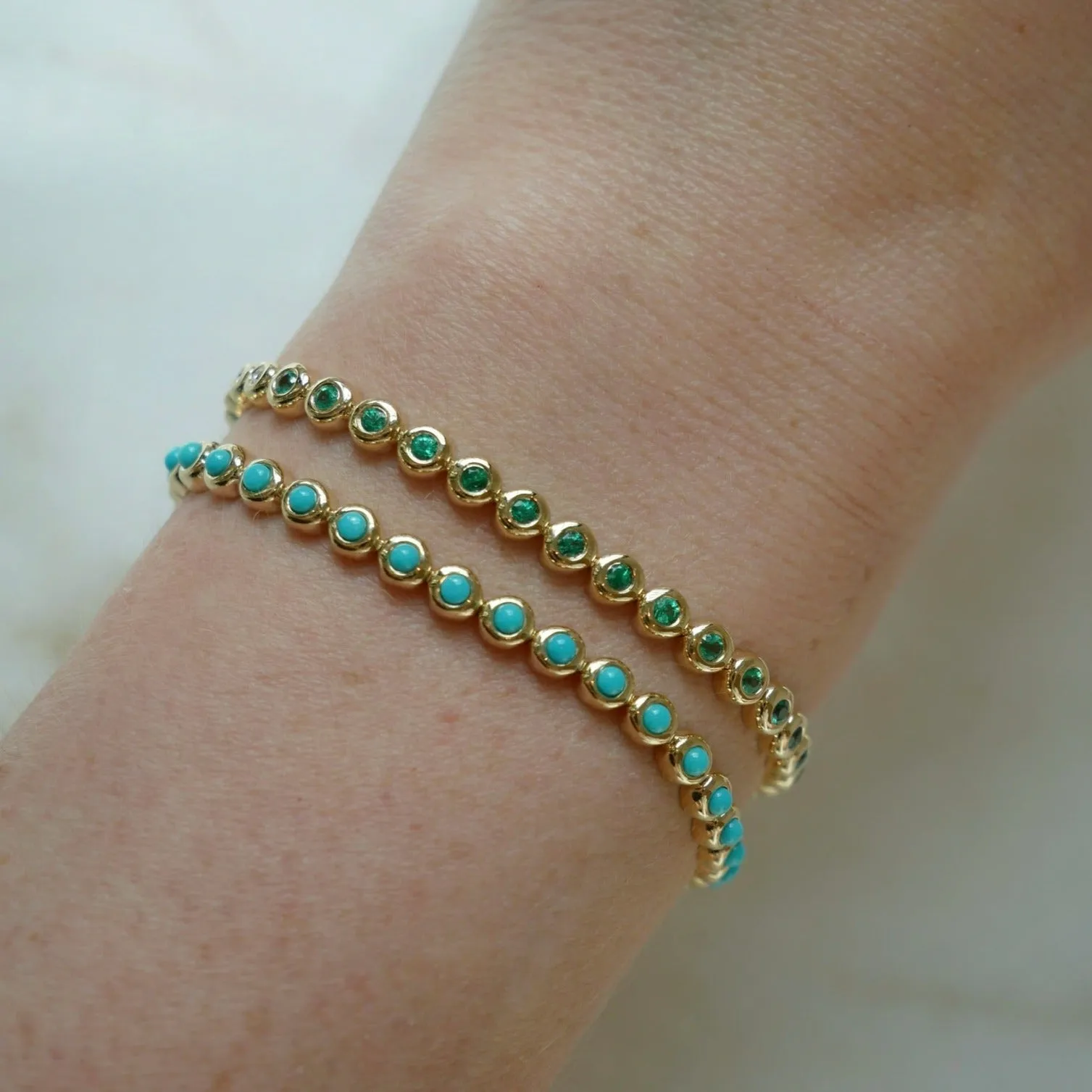 Emerald & Diamond Pillow Eternity Bracelet sold by EF Collection product image thumbnail 5