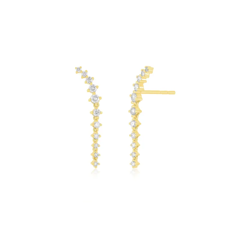 Prong Set Diamond Waterfall Earrings sold by EF Collection