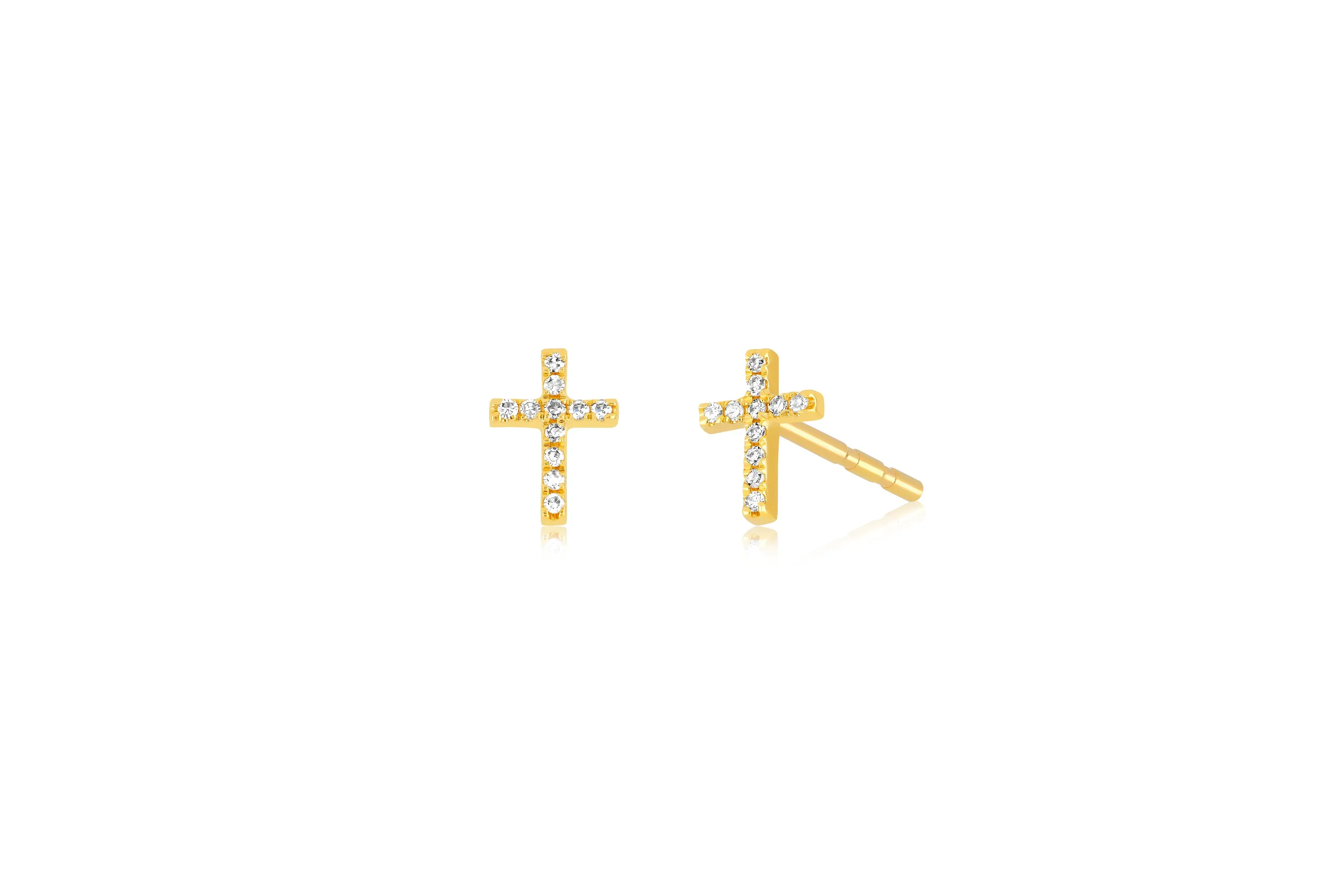 Diamond Mini Cross Stud Earring sold by EF Collection