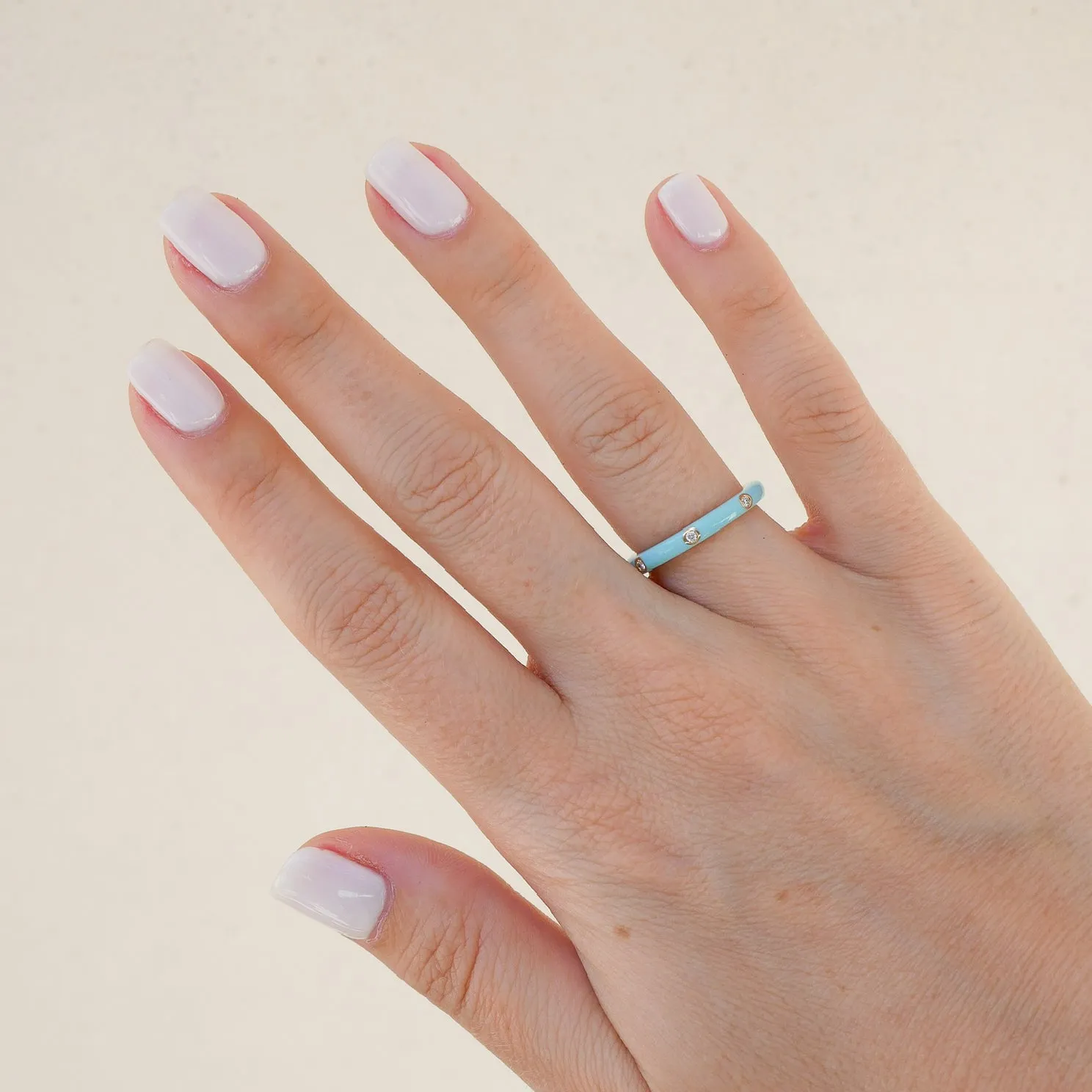 3 Diamond & Turquoise Enamel Stack Ring sold by EF Collection product image thumbnail 2