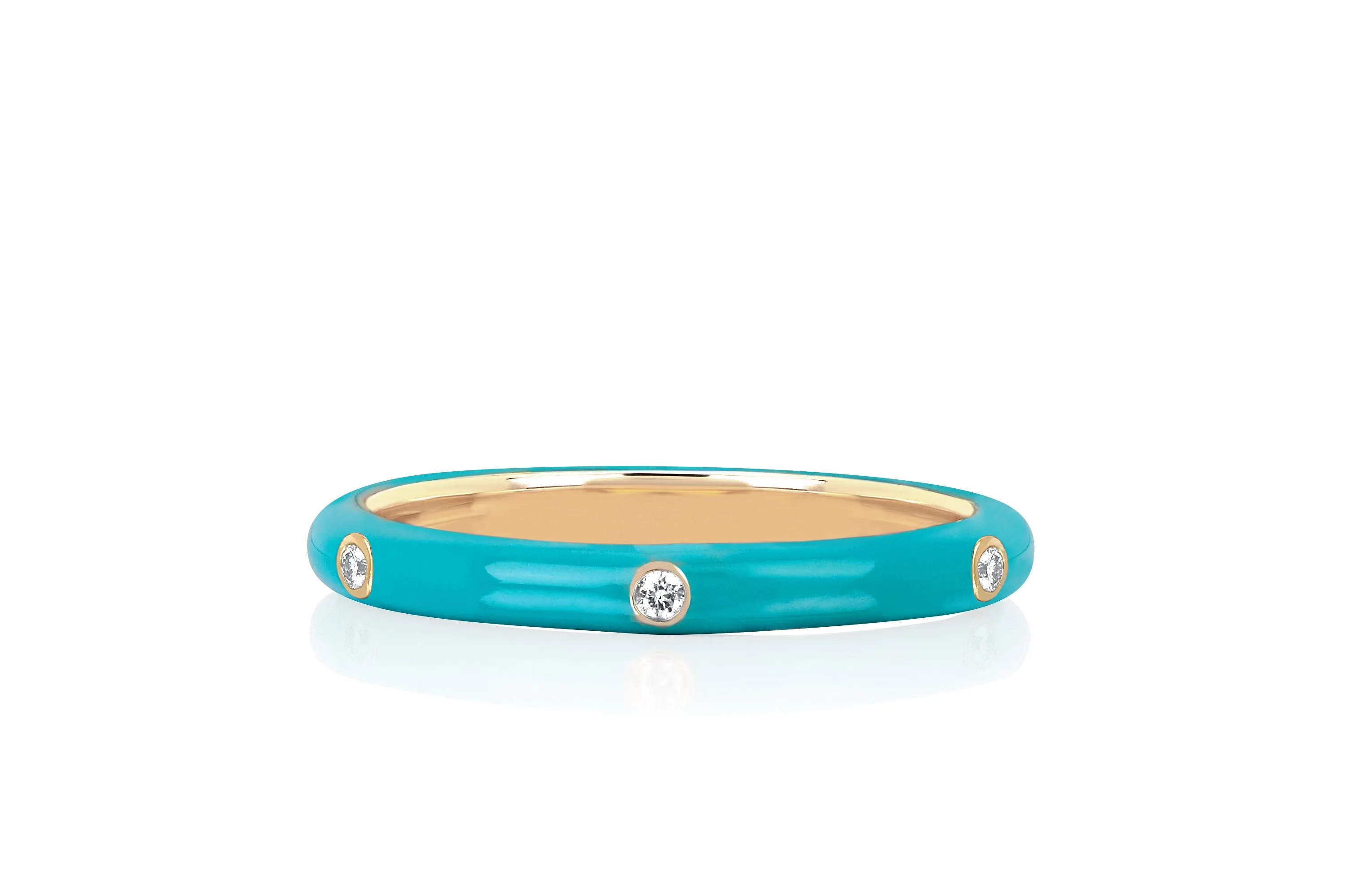 3 Diamond & Turquoise Enamel Stack Ring sold by EF Collection