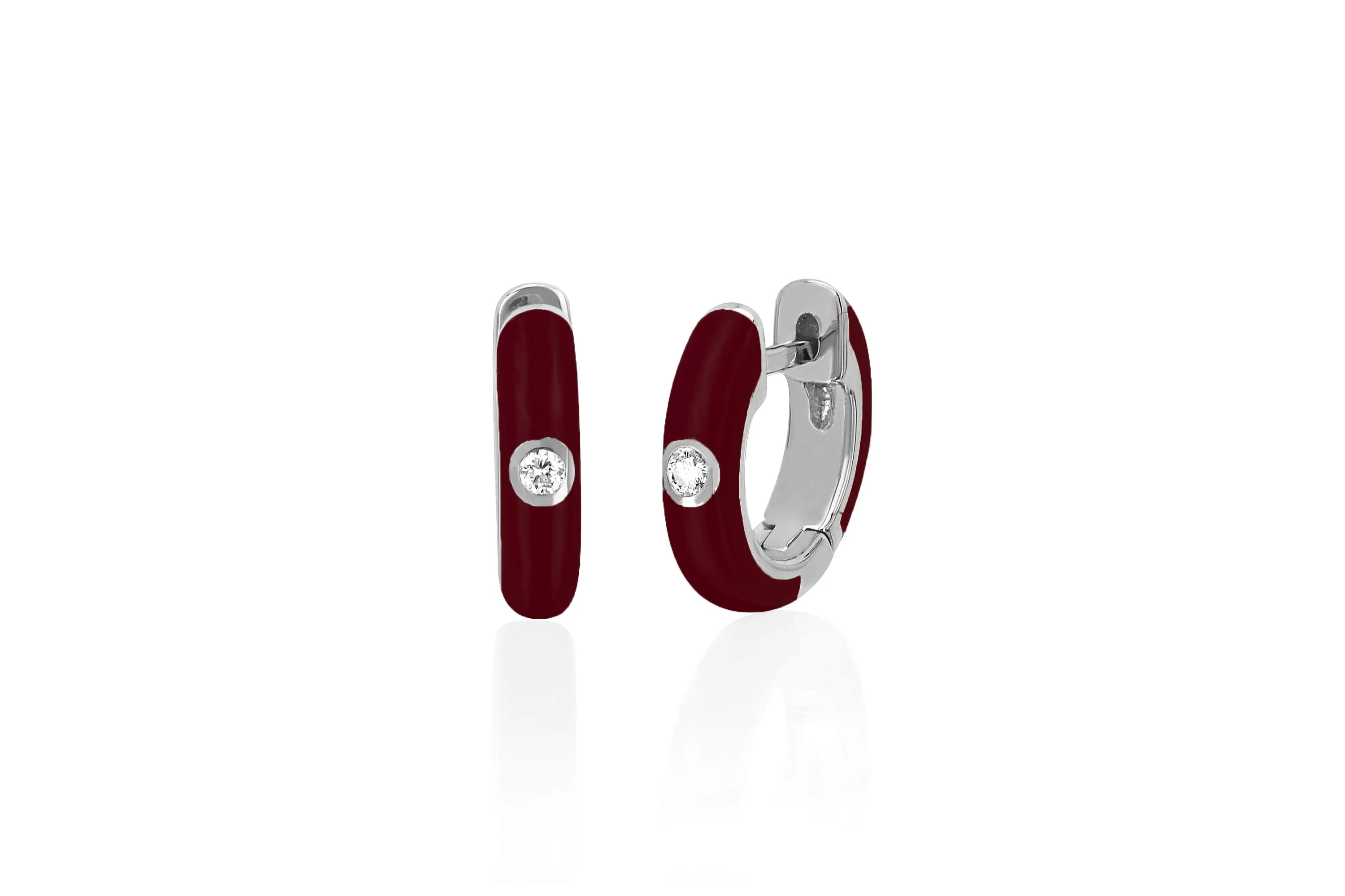 Diamond & Wine Enamel Huggie Earring sold by EF Collection product image thumbnail 3