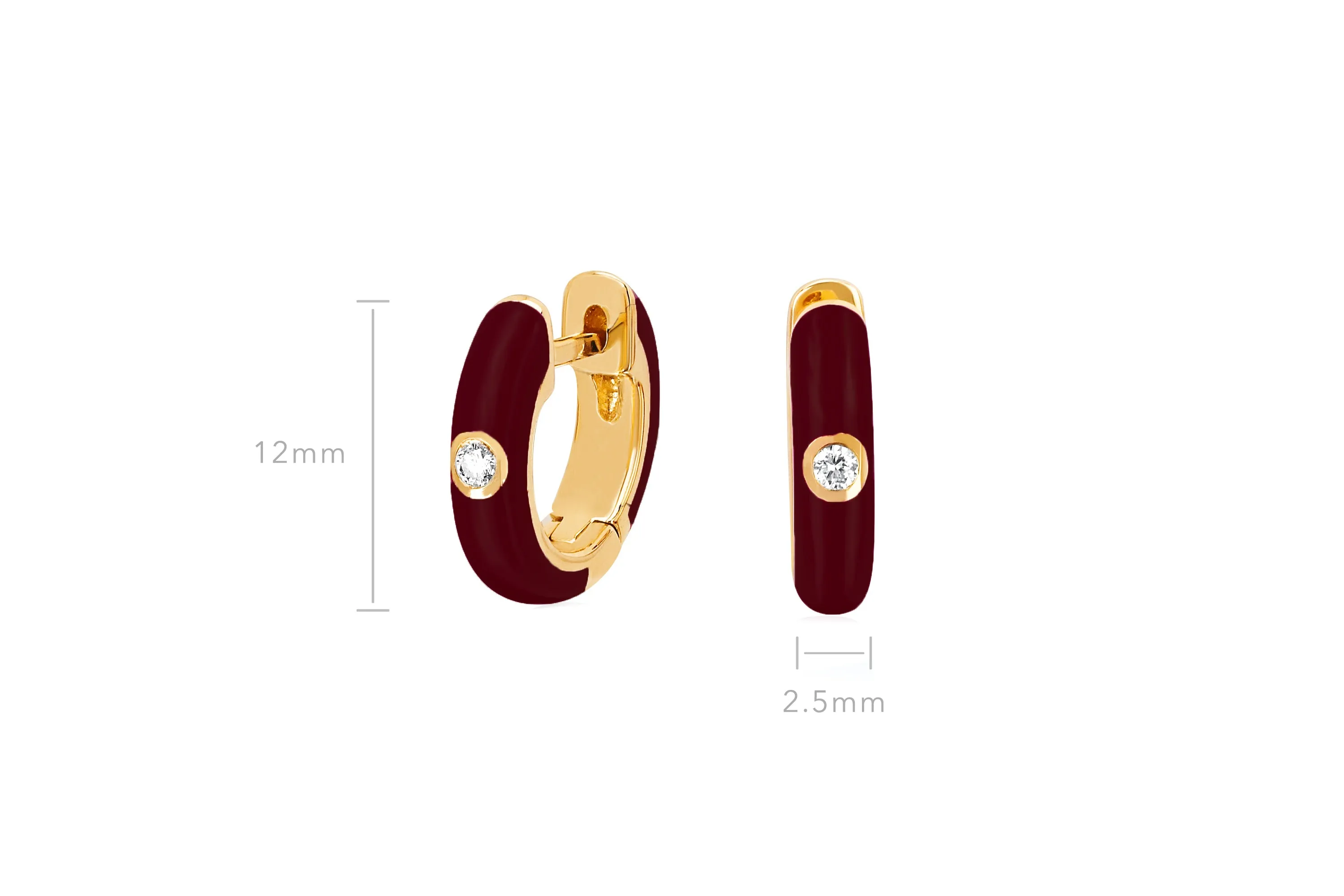Diamond & Wine Enamel Huggie Earring sold by EF Collection product image thumbnail 4