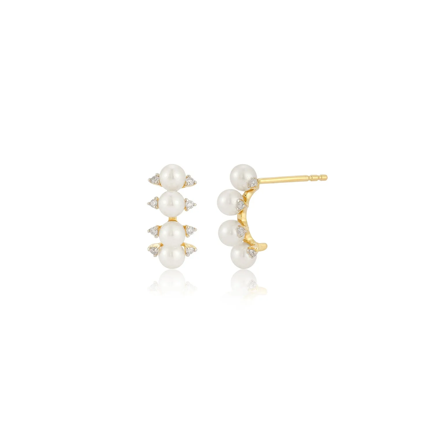 Diamond & Pearl Arc Stud Earring sold by EF Collection
