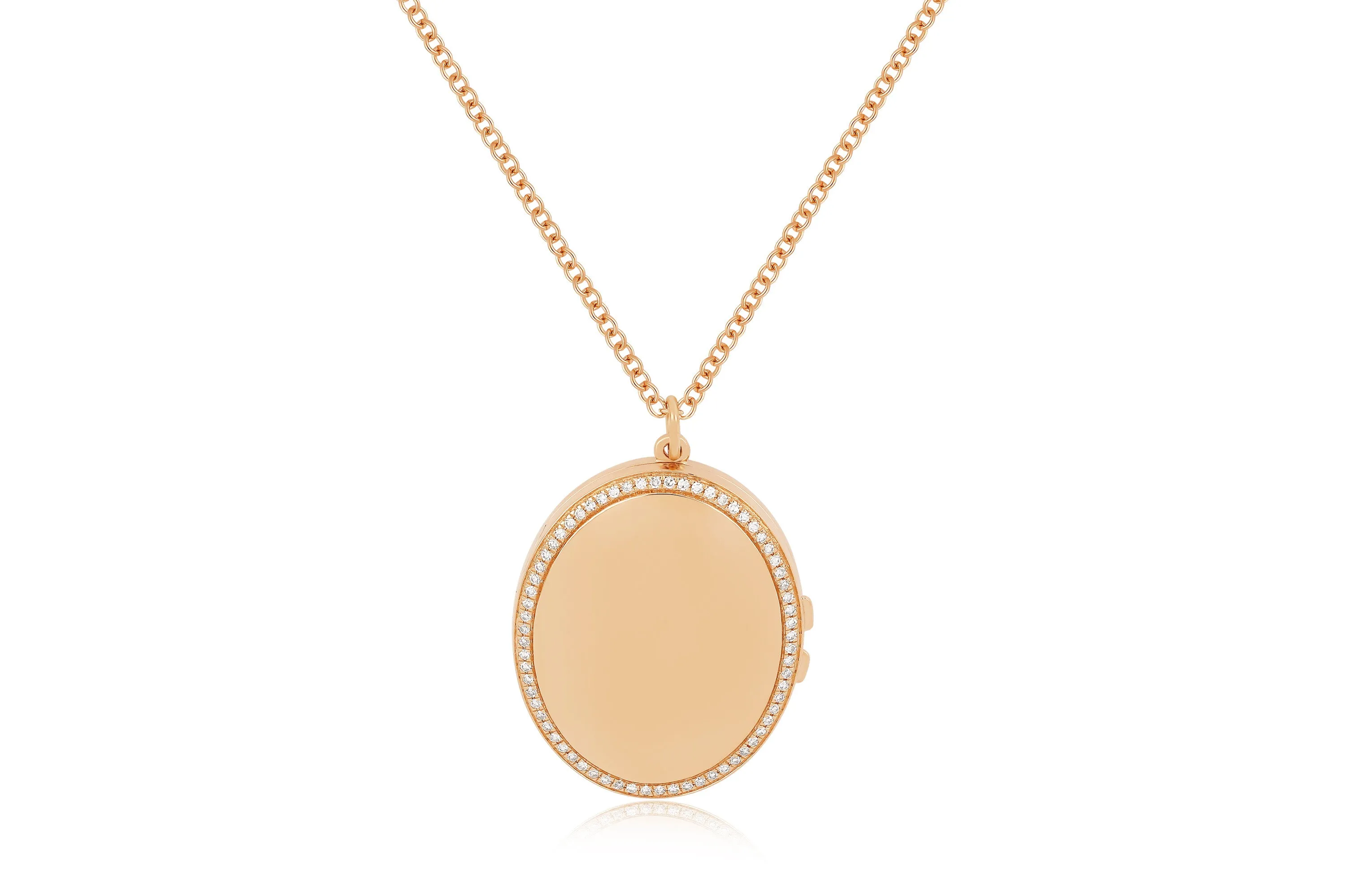 Gold and Diamond Oval Locket Necklace sold by EF Collection