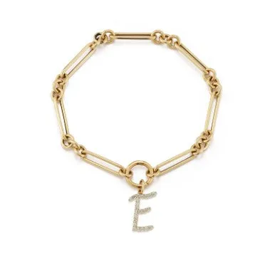 Mixed Chain Jumbo Script Initial Bracelet sold by EF Collection