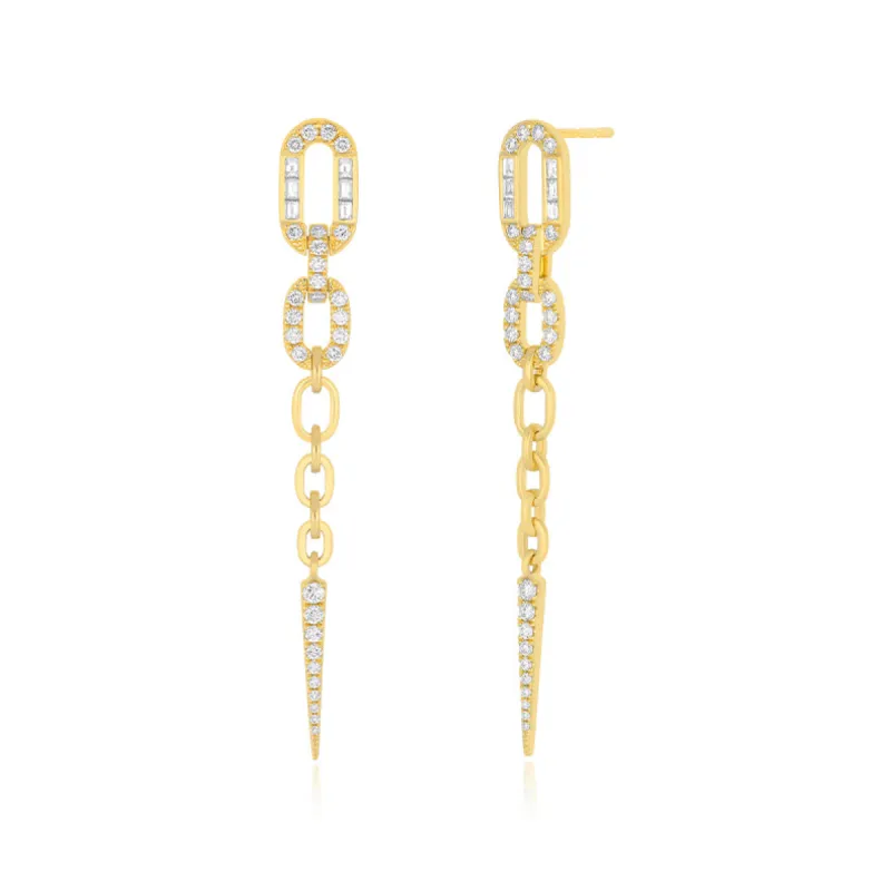 Diamond Graduated Chain Drop Earrings sold by EF Collection