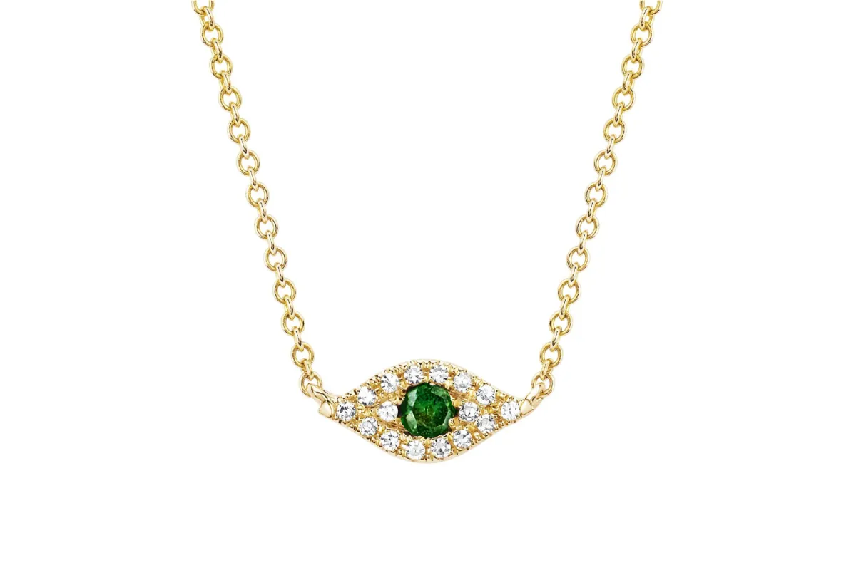 Diamond Tsavorite Evil Eye Choker Necklace sold by EF Collection