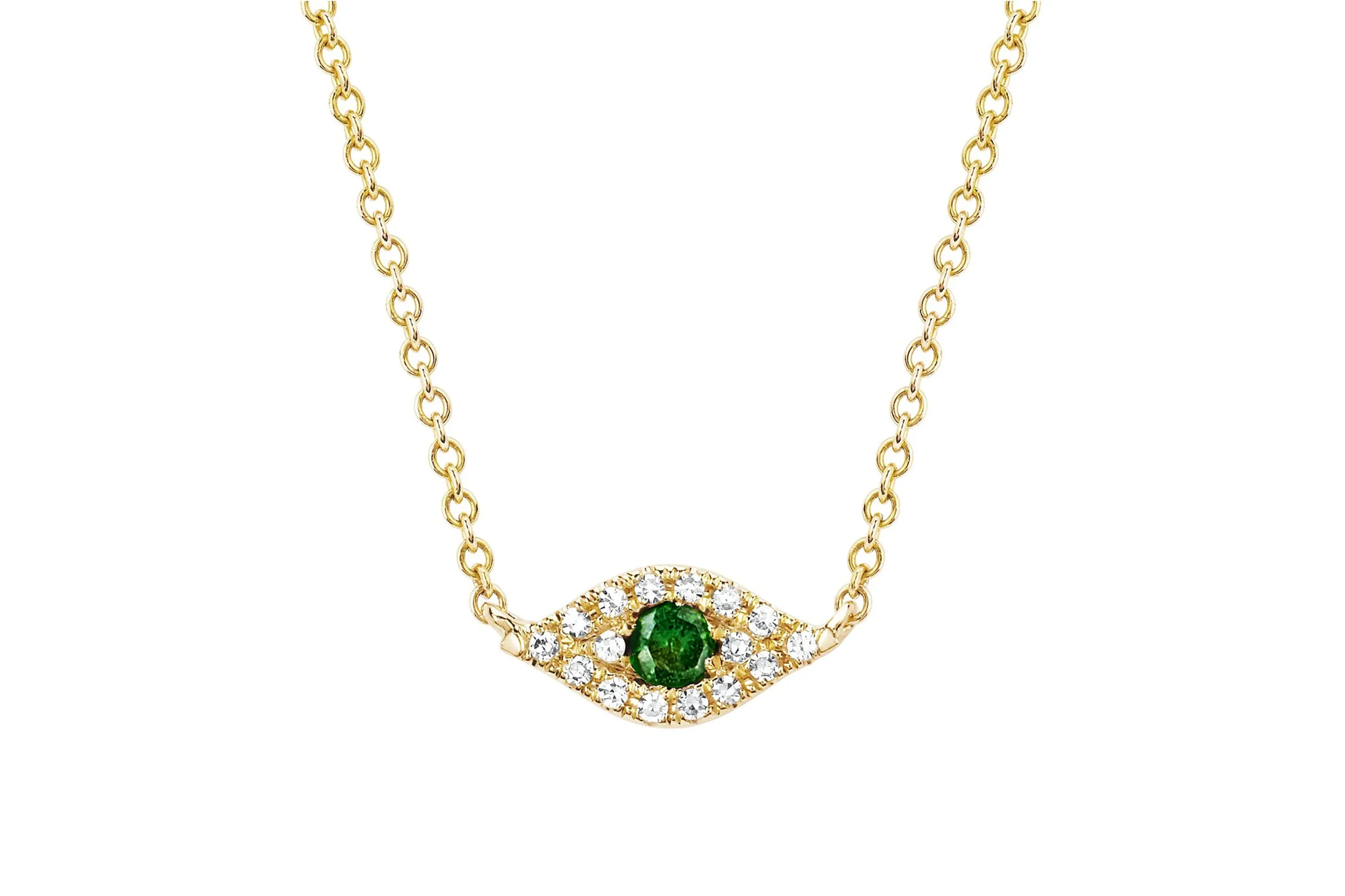 Diamond Tsavorite Evil Eye Choker Necklace sold by EF Collection
