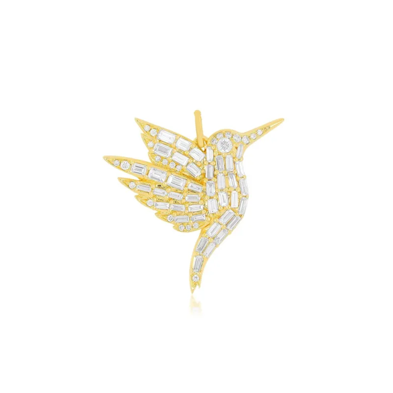 Diamond Baguette Hummingbird Pendant sold by EF Collection
