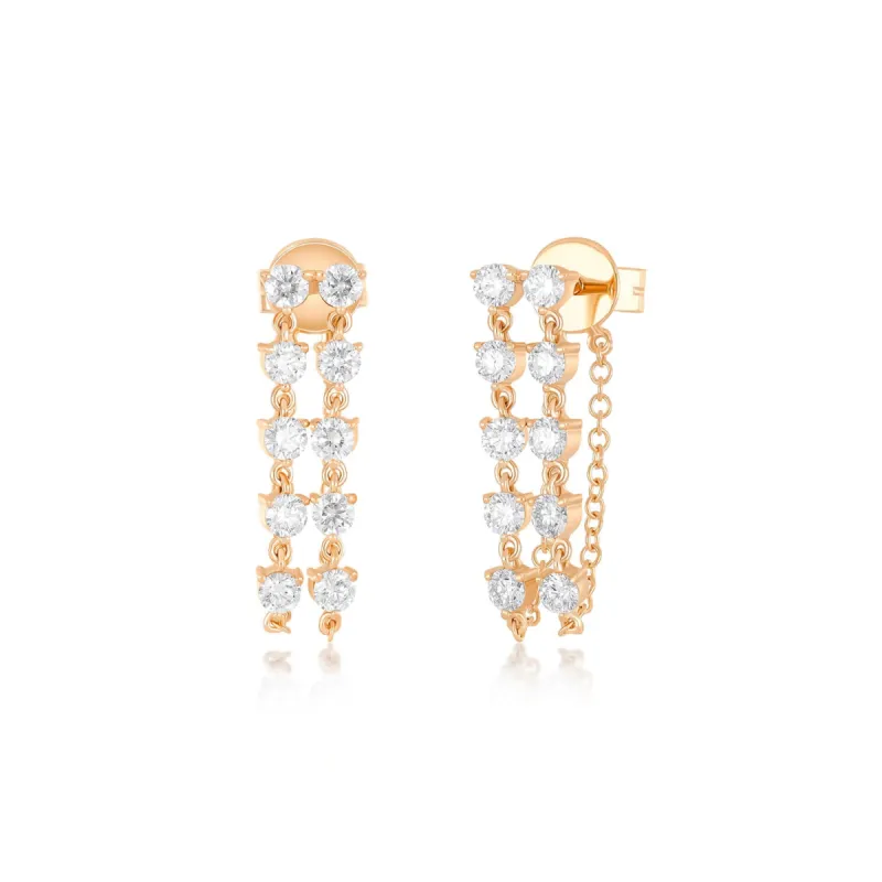 Double Multi Diamond Chain Stud Earring sold by EF Collection
